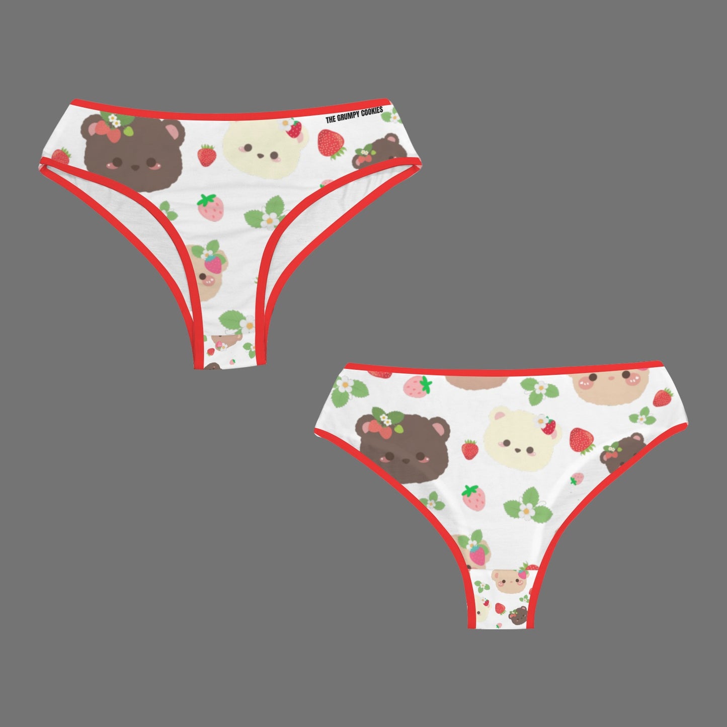 The Grumpy Cookies - Strawbeary Pals Gangs All Here Women's Mid Rise White Underwear