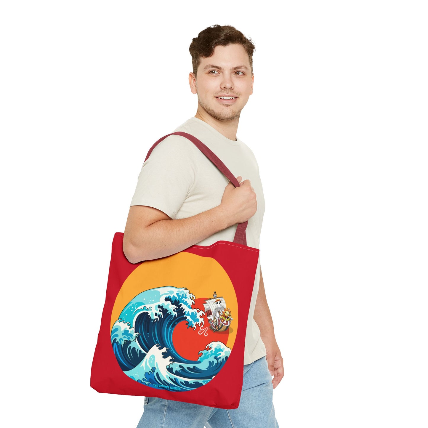 One Piece - Riding the Wave Dark Red Tote Bag