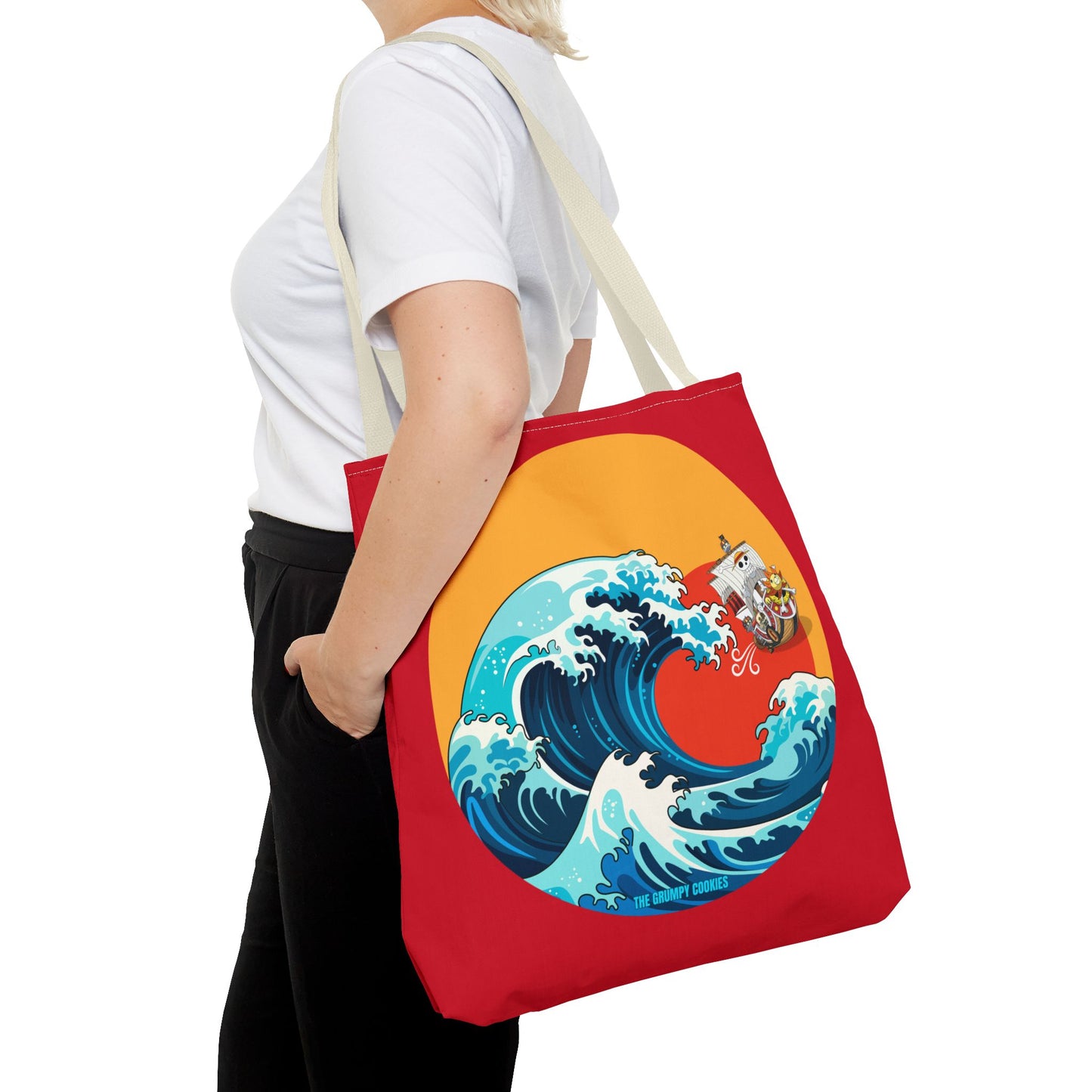 One Piece - Riding the Wave Dark Red Tote Bag