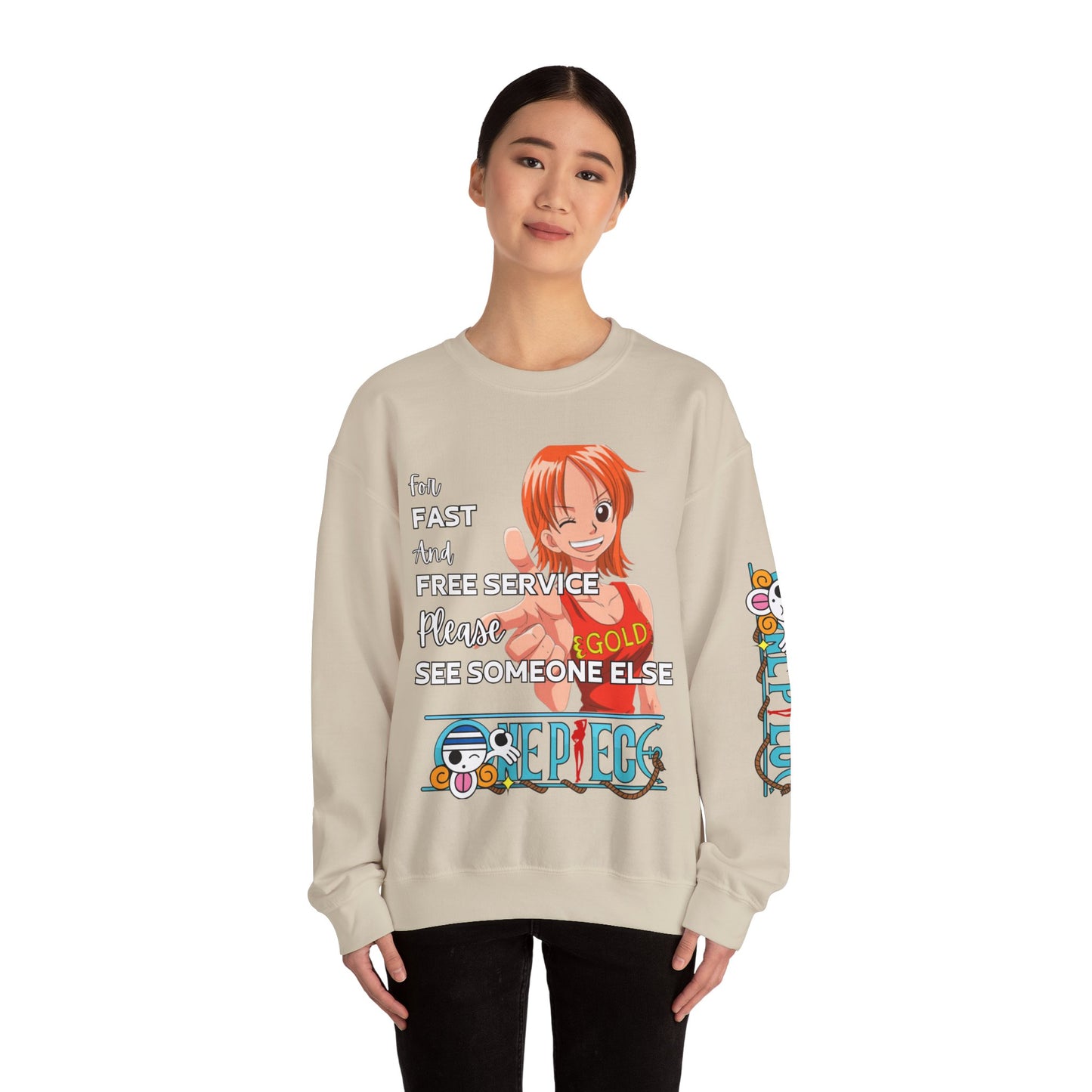 One Piece - Fast and Free Service Unisex Heavy Blend™ Crewneck Sweatshirt