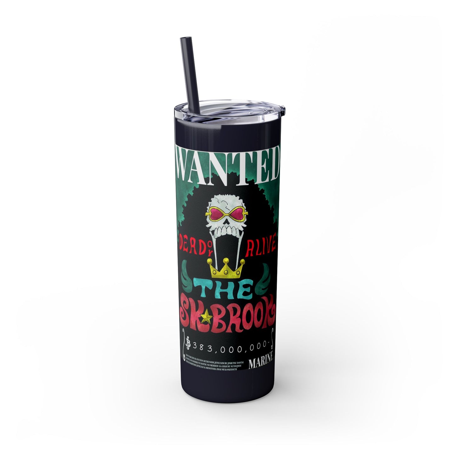 One Piece - Brook Wanted Poster Tumbler with Straw, 20oz