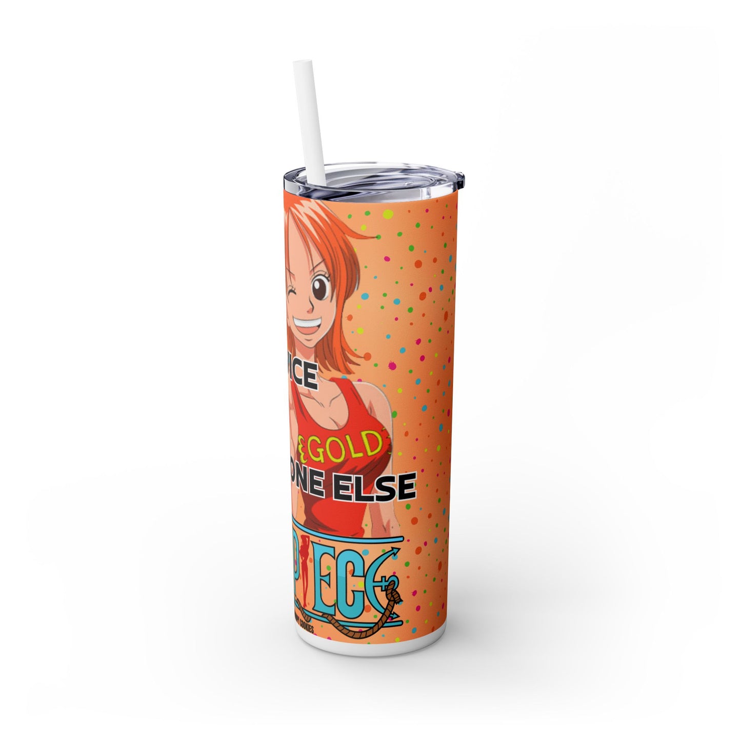 One Piece - Fast and Free Service Skinny Tumbler with Straw, 20oz