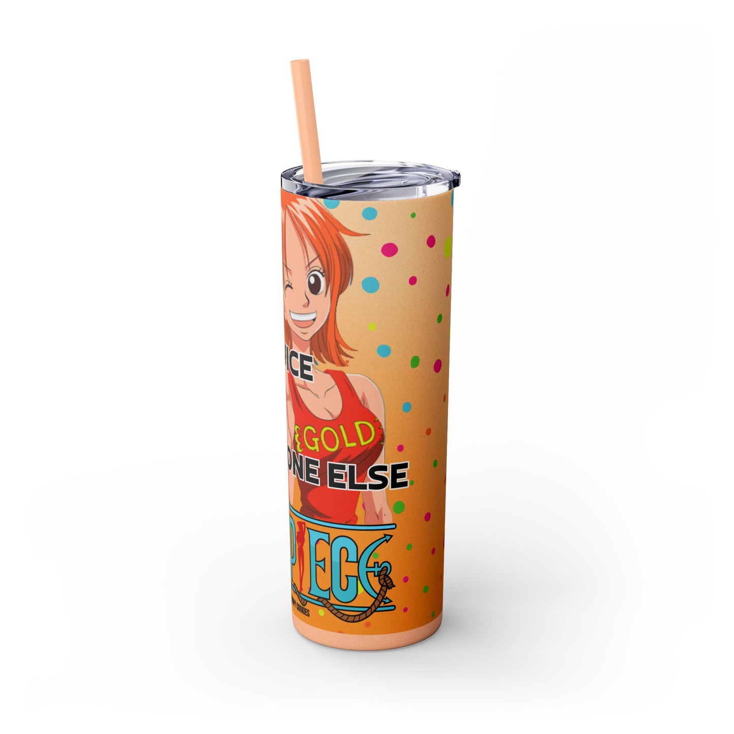 One Piece - Fast and Free Service Skinny Tumbler with Straw, 20oz