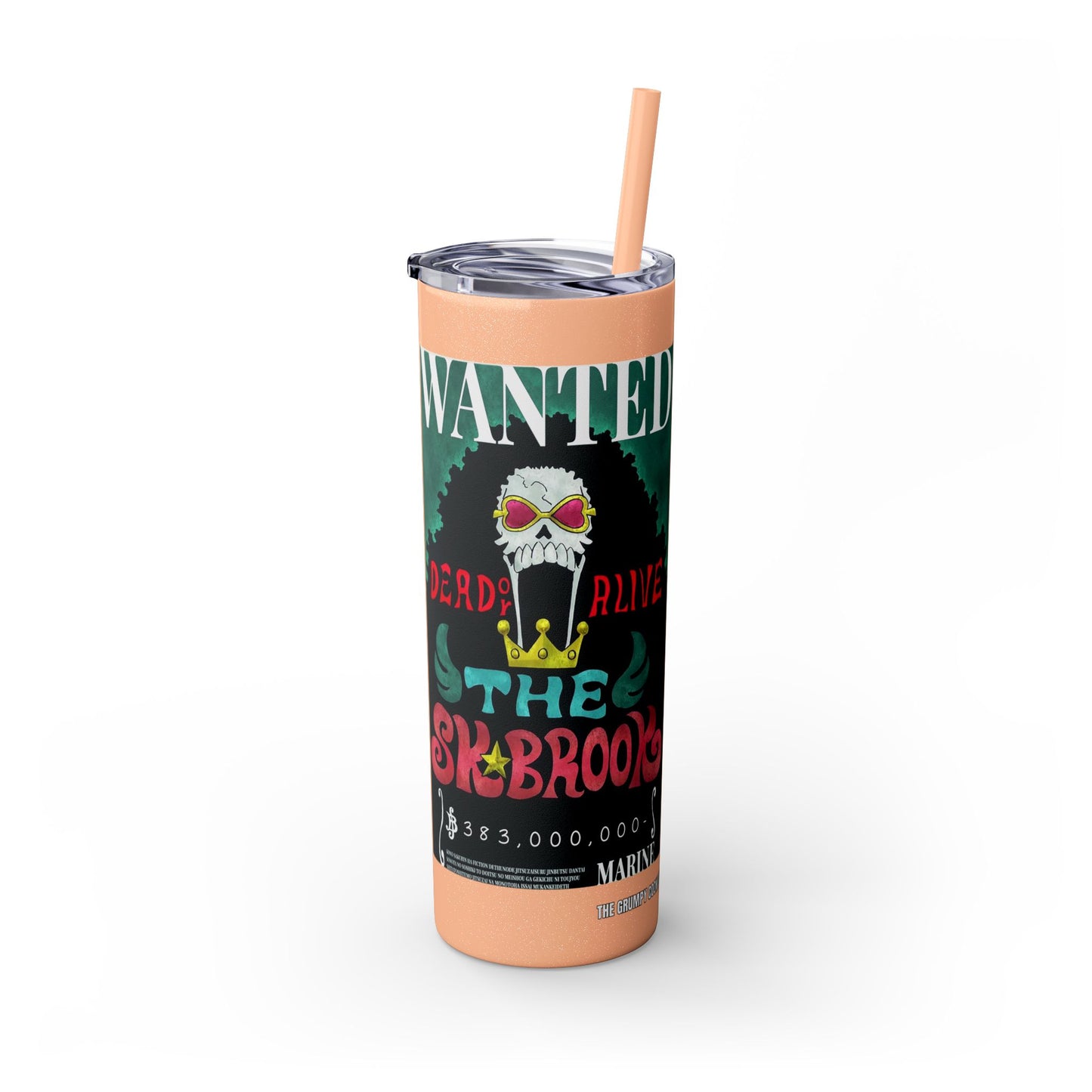 One Piece - Brook Wanted Poster Tumbler with Straw, 20oz