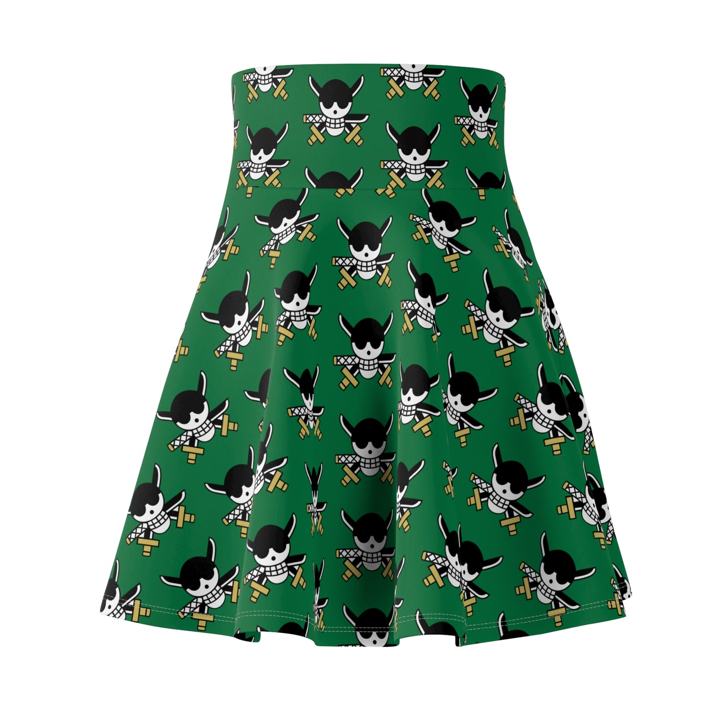One Piece - Zoro's Jolly Roger Women's Skater Black Skirt