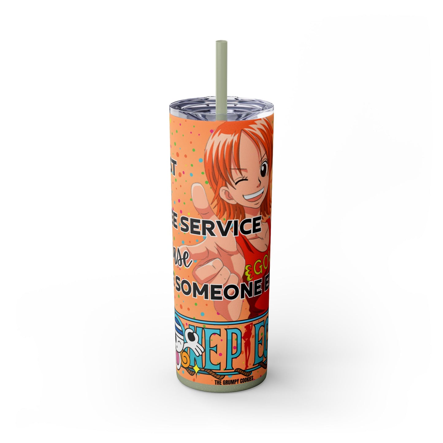One Piece - Fast and Free Service Skinny Tumbler with Straw, 20oz