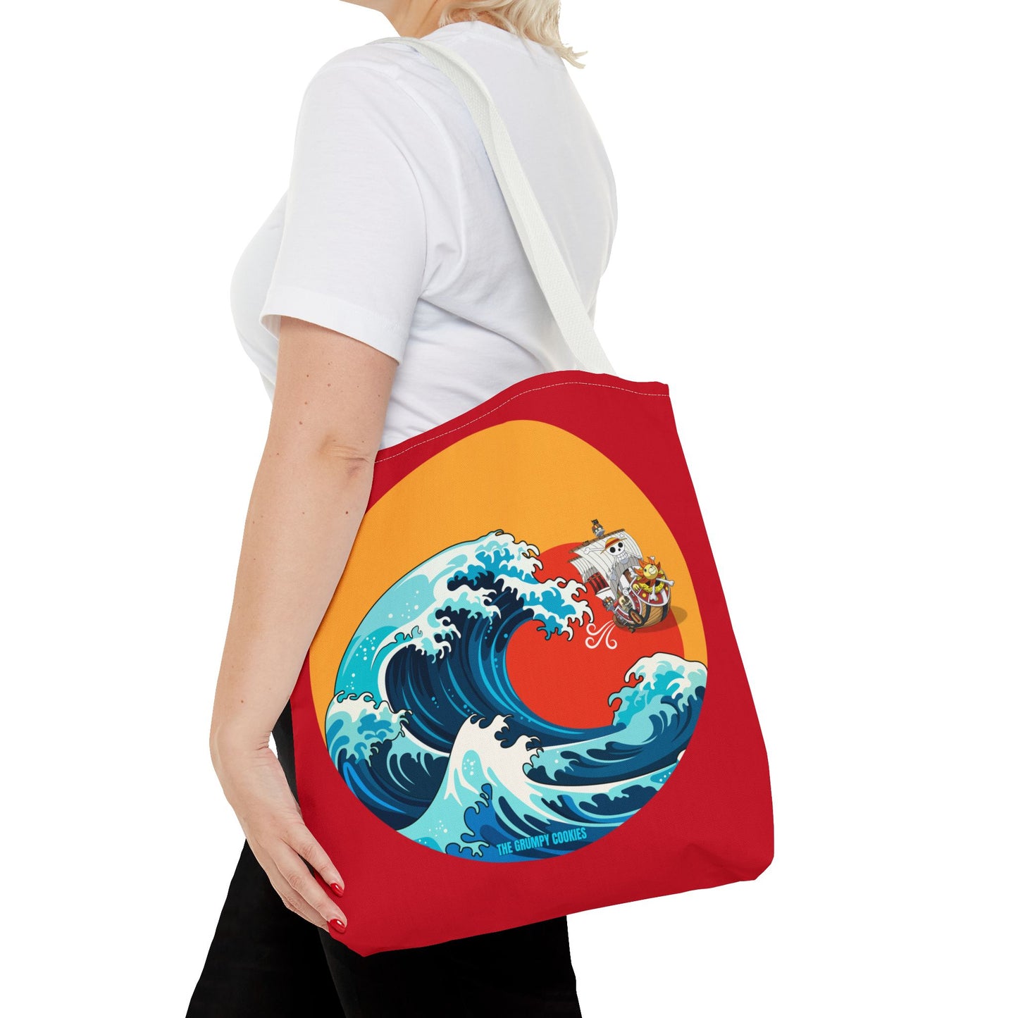One Piece - Riding the Wave Dark Red Tote Bag