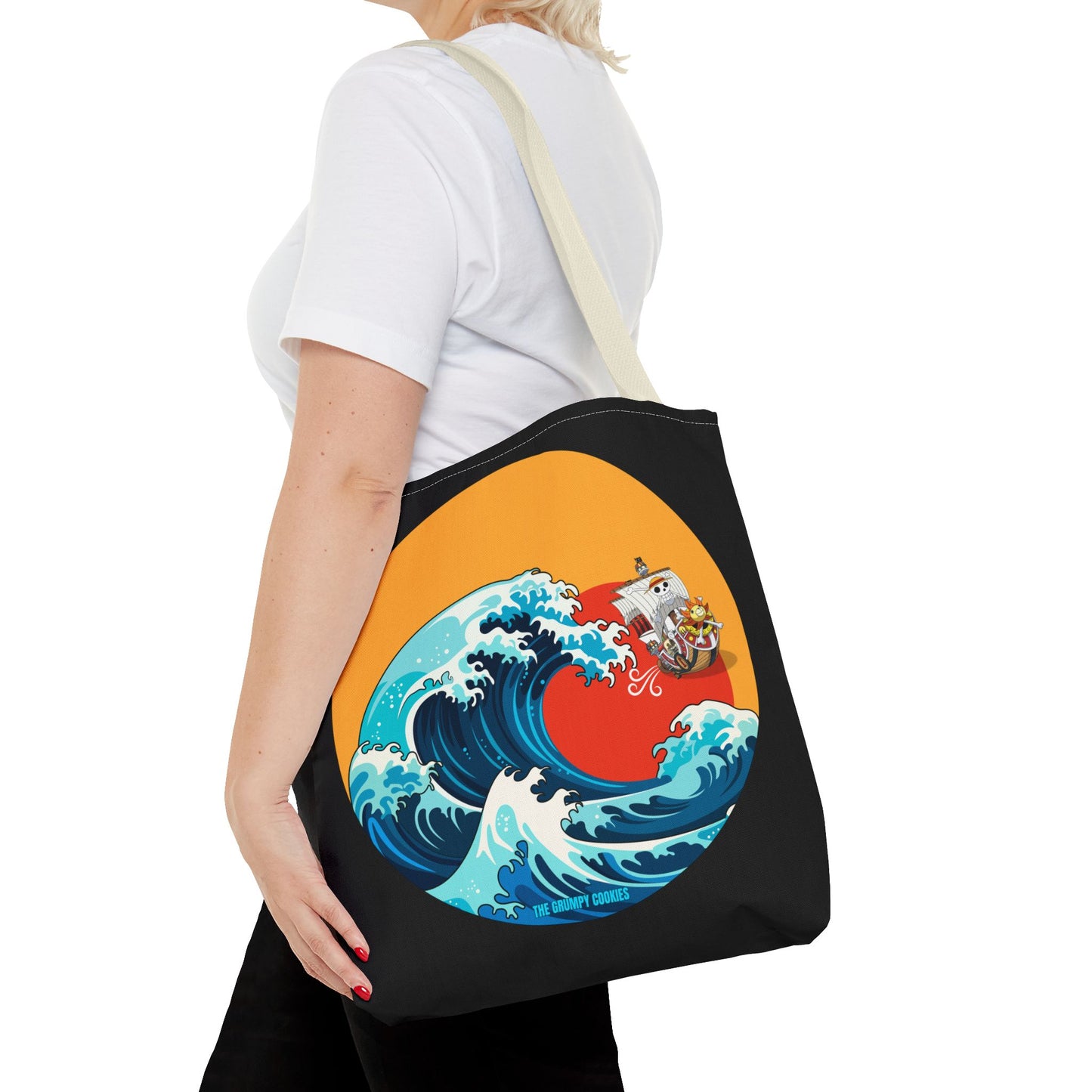 One Piece - Riding the Wave Black Tote Bag