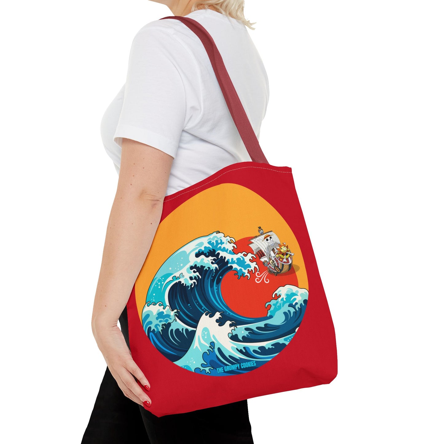 One Piece - Riding the Wave Dark Red Tote Bag