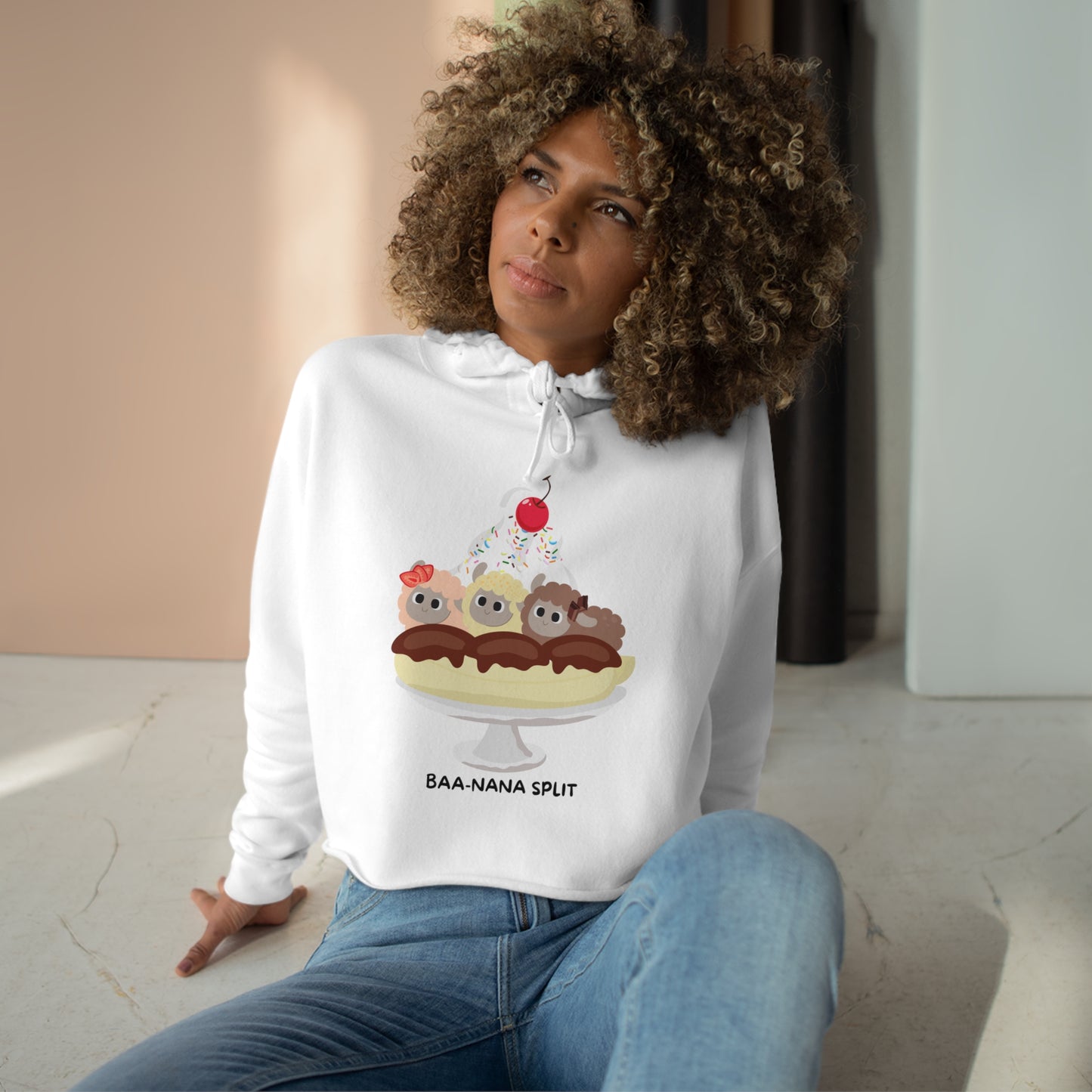 The Grumpy Cookies - Baa-nana Split Crop Hoodie