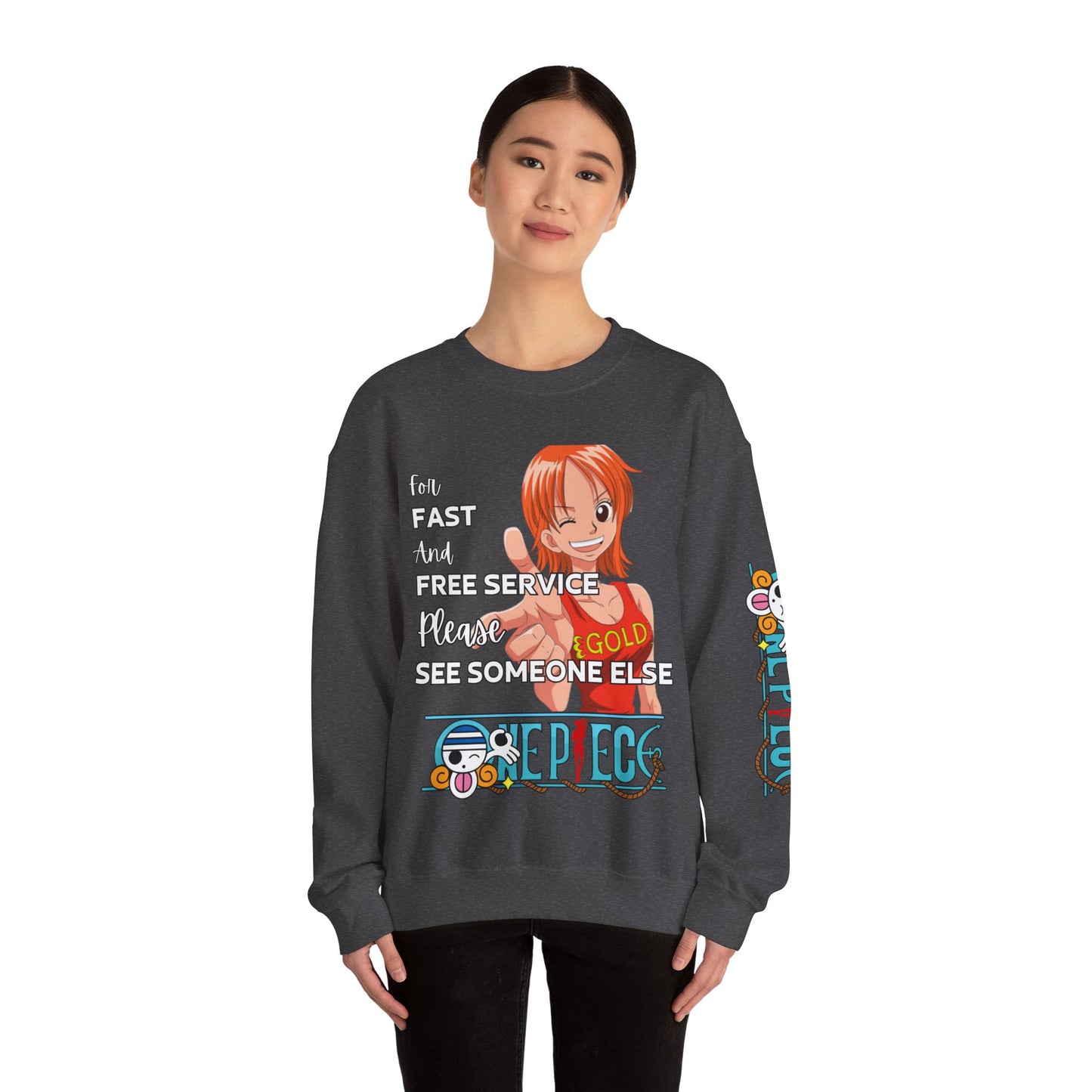 One Piece - Fast and Free Service Unisex Heavy Blend™ Crewneck Sweatshirt