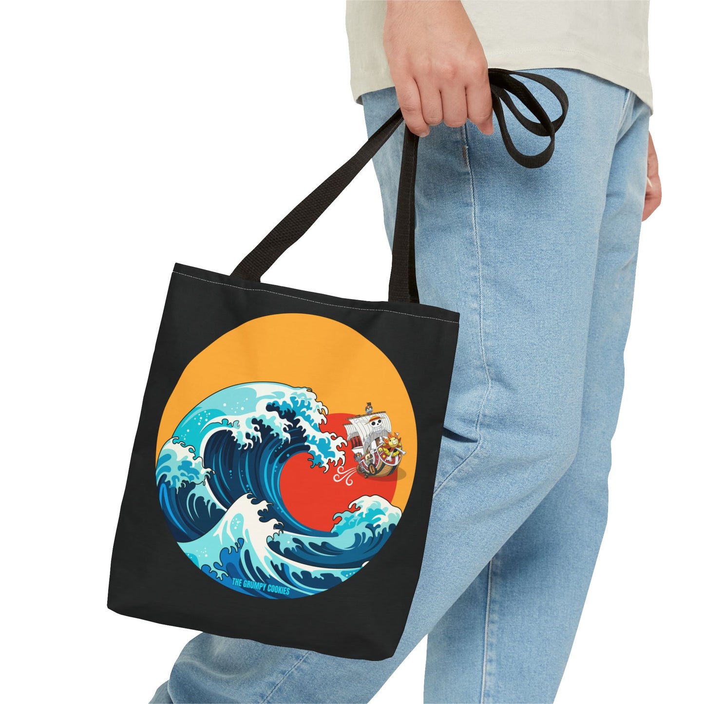 One Piece - Riding the Wave Black Tote Bag