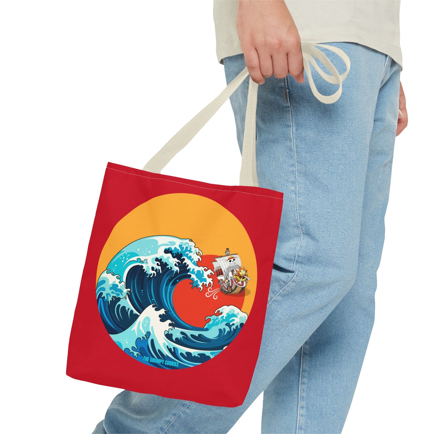 One Piece - Riding the Wave Dark Red Tote Bag