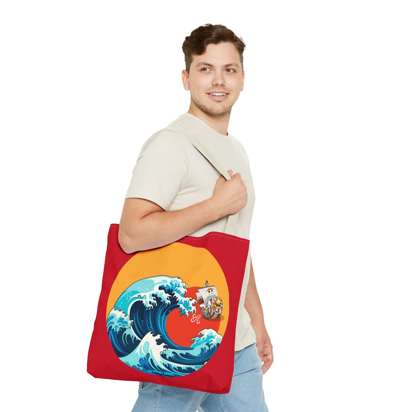 One Piece - Riding the Wave Dark Red Tote Bag