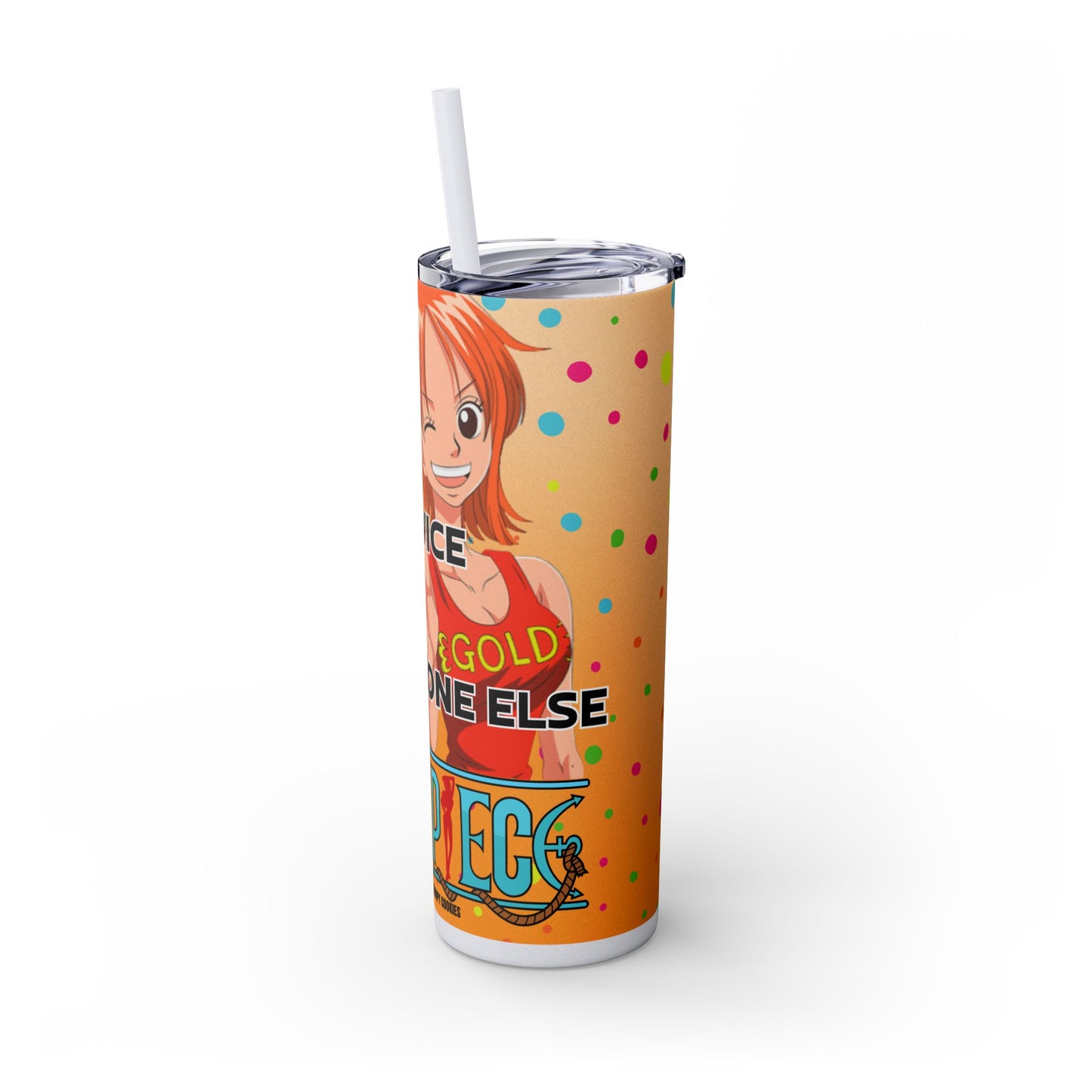 One Piece - Fast and Free Service Skinny Tumbler with Straw, 20oz