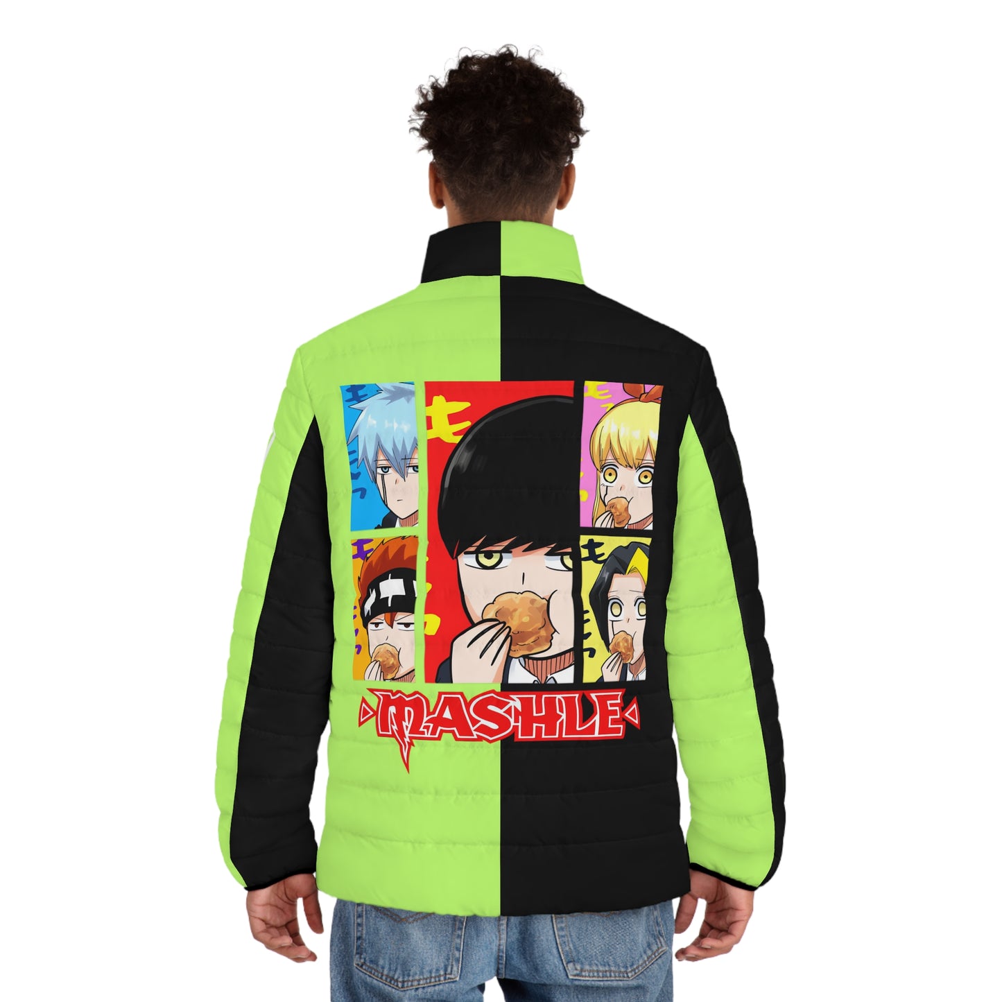 Mashle - 3 Outta 4 Ain't Bad Men's Green & Black Puffer Jacket