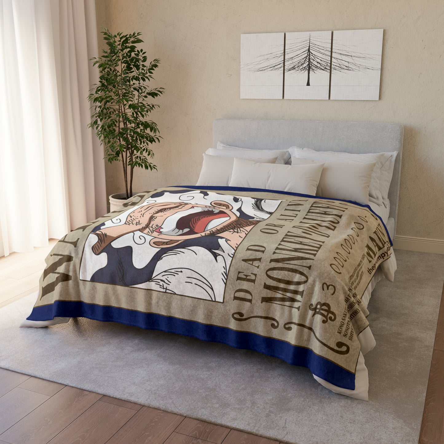 Luffy Fifth Gear Wanted Poster Polyester Blanket