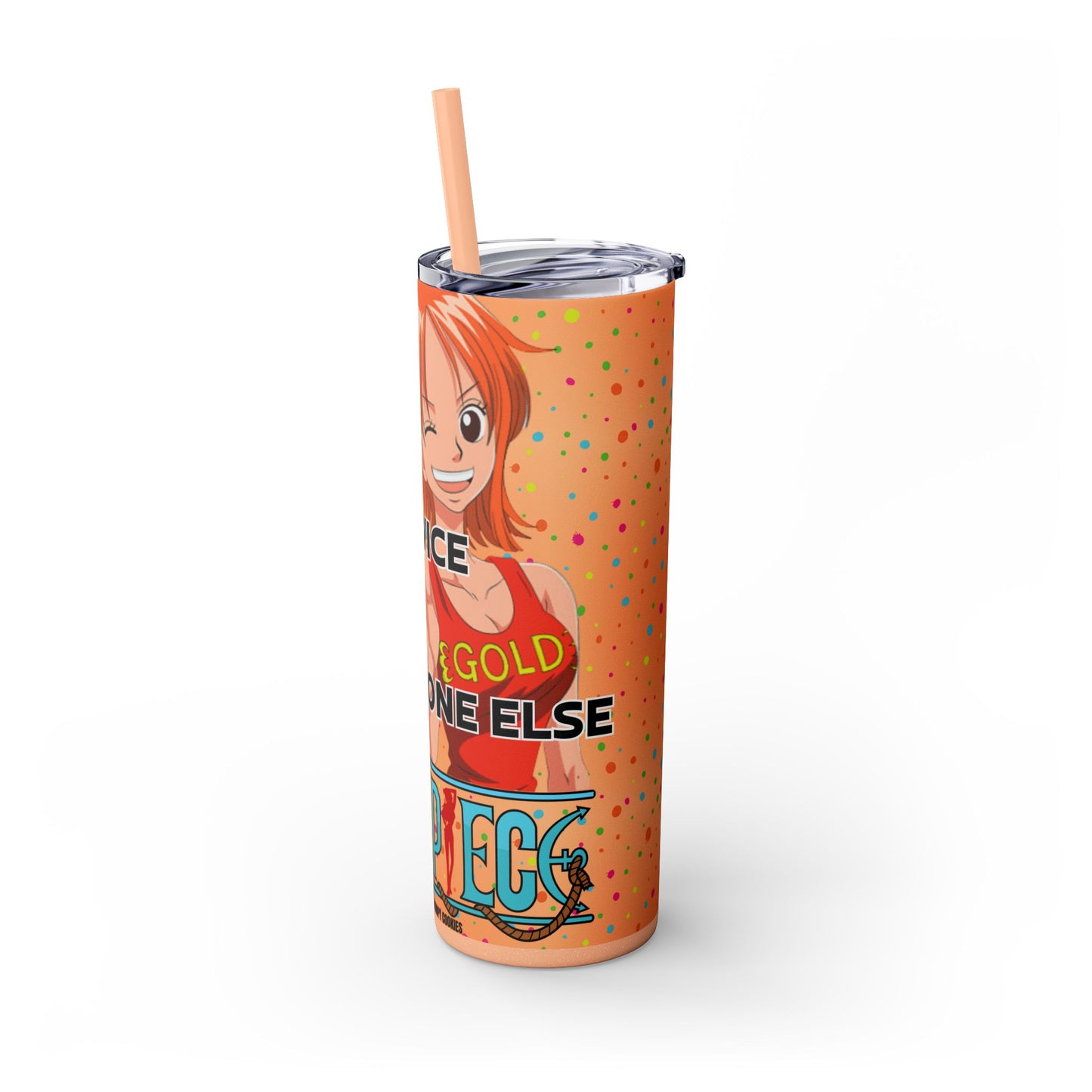 One Piece - Fast and Free Service Skinny Tumbler with Straw, 20oz