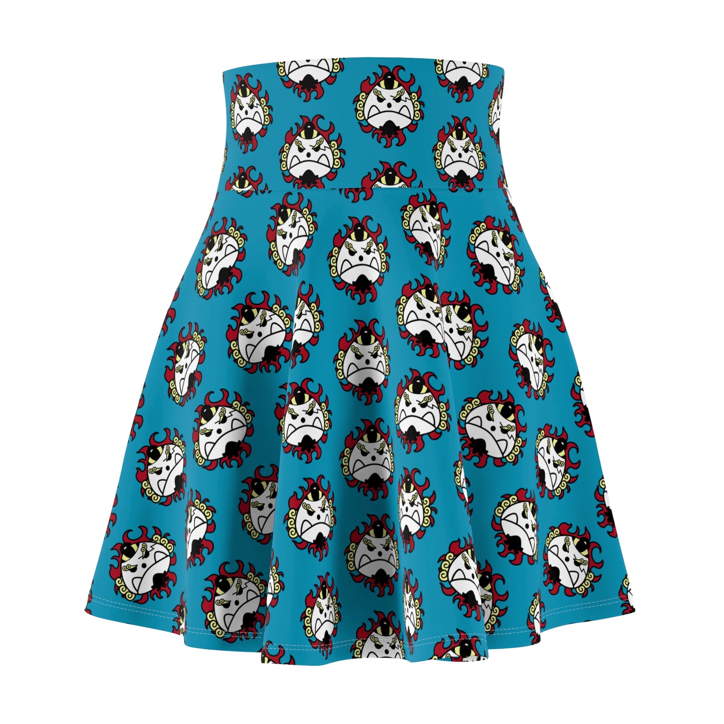 One Piece - Jimbei's Jolly Roger Women's Skater Teal Skirt