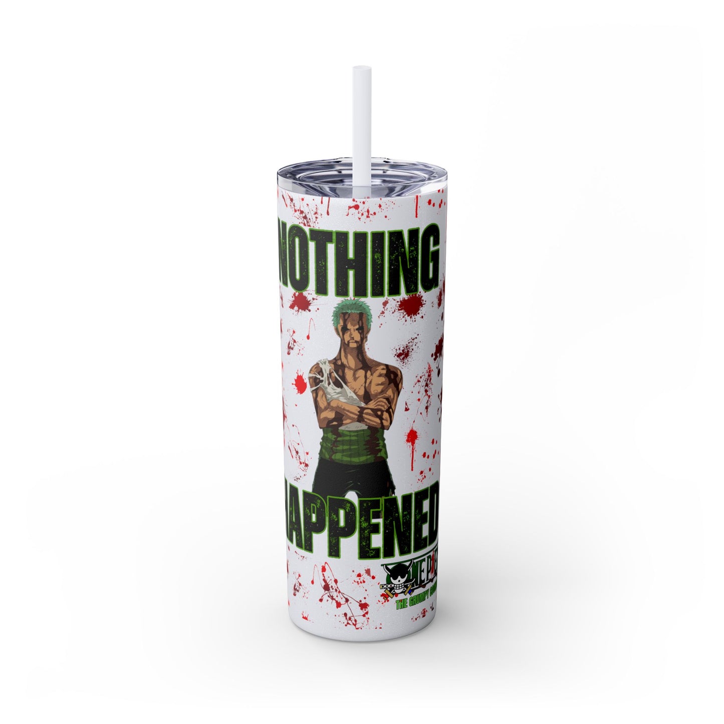 One Piece - Zoro Nothing Happened Skinny Tumbler with Straw, 20oz