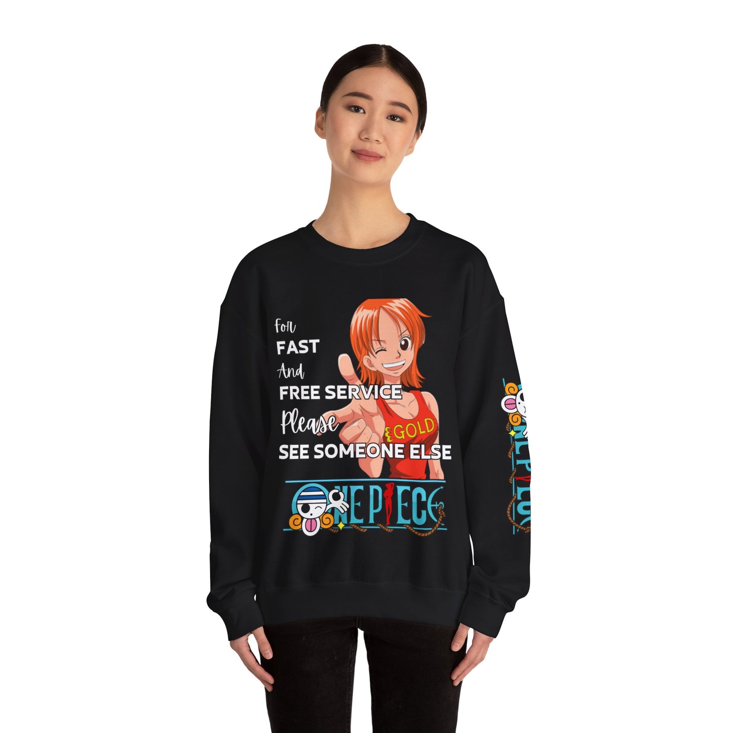 One Piece - Fast and Free Service Unisex Heavy Blend™ Crewneck Sweatshirt