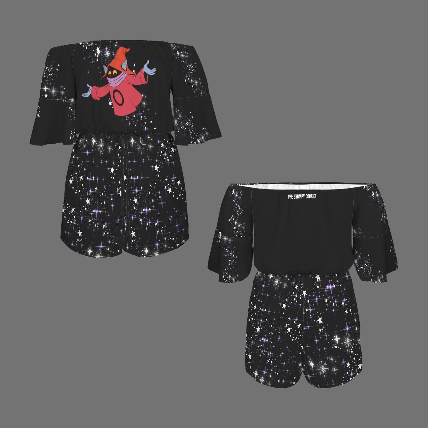 He-Man - Do You Believe In Magic? Off Shoulder Knot Front Pocket Romper