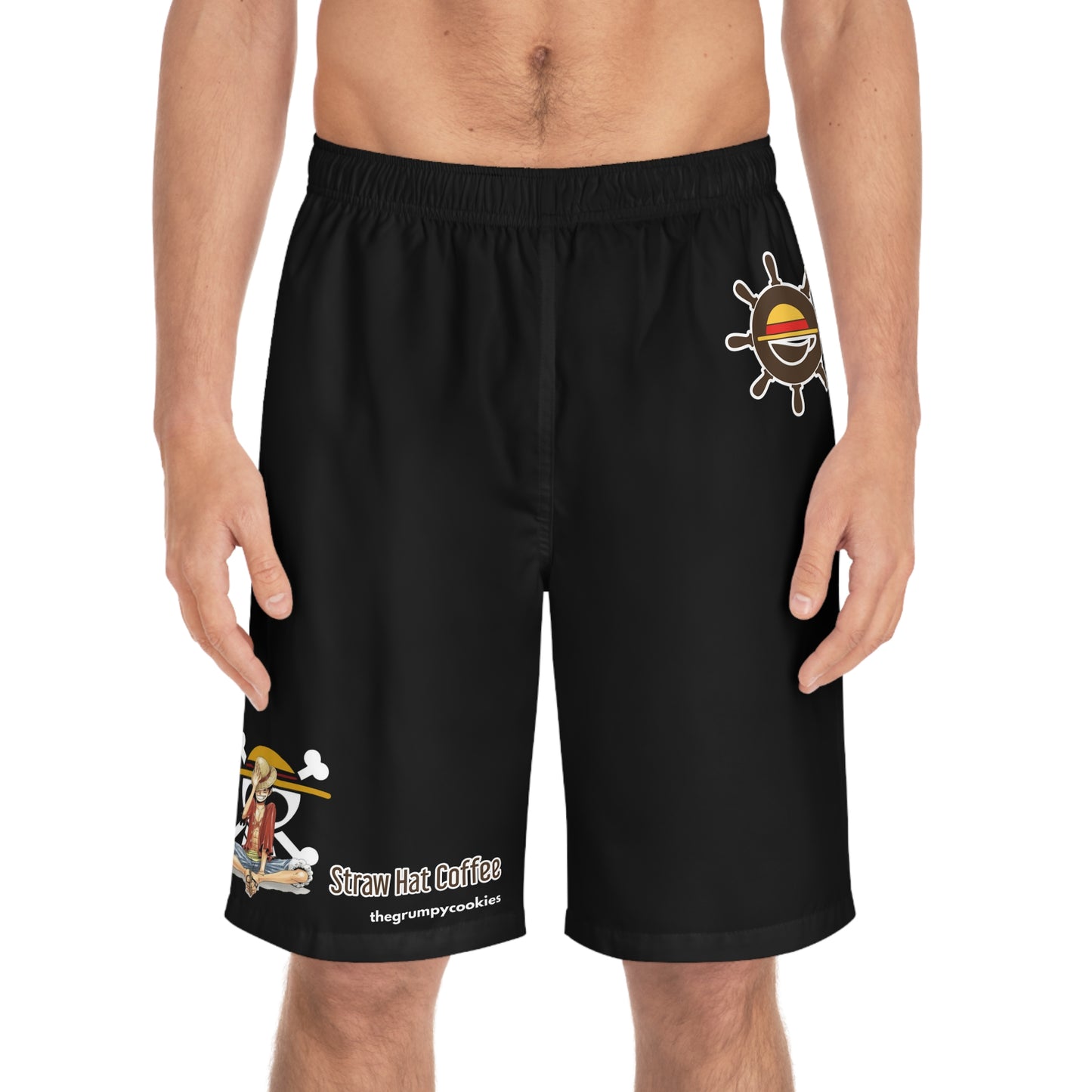 Luffy Straw Hat Coffee Men's Board Shorts (AOP)