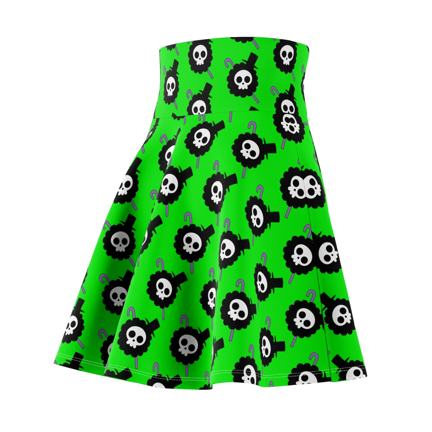 One Piece - Brook's Jolly Roger Women's Skater Green Skirt