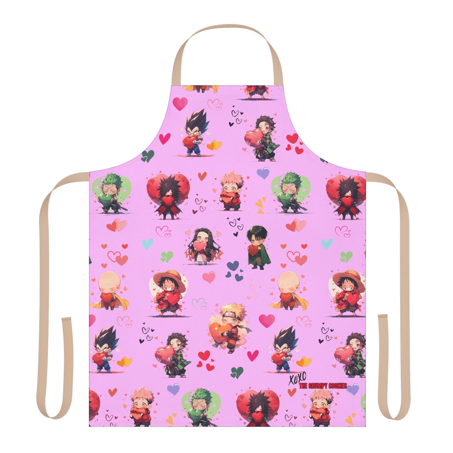 Chibi Anime Friends - Lotsa Love Pink Graphic Kitchen Apron