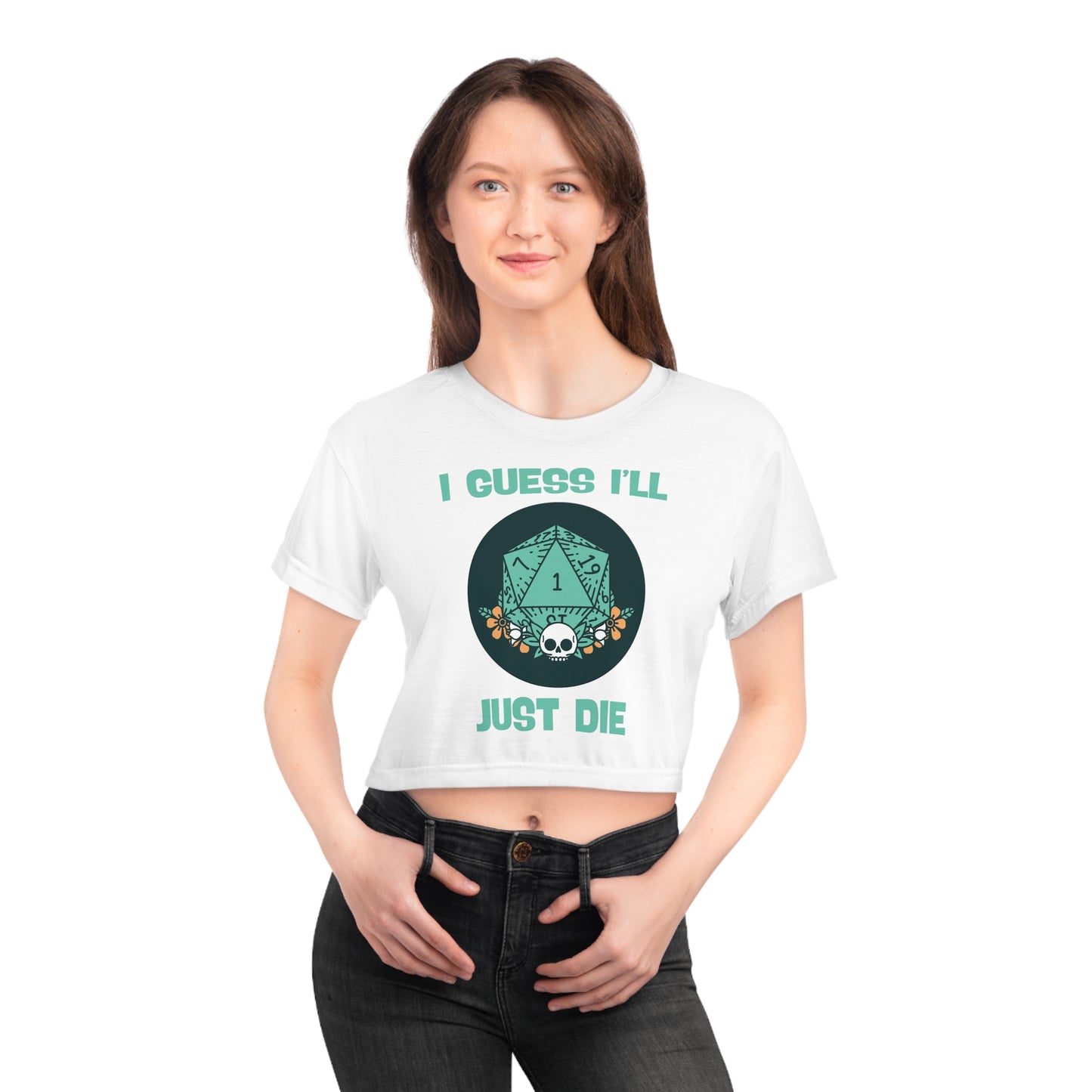Dungeons & Dragons - Guess I'll Die White Crop Tee