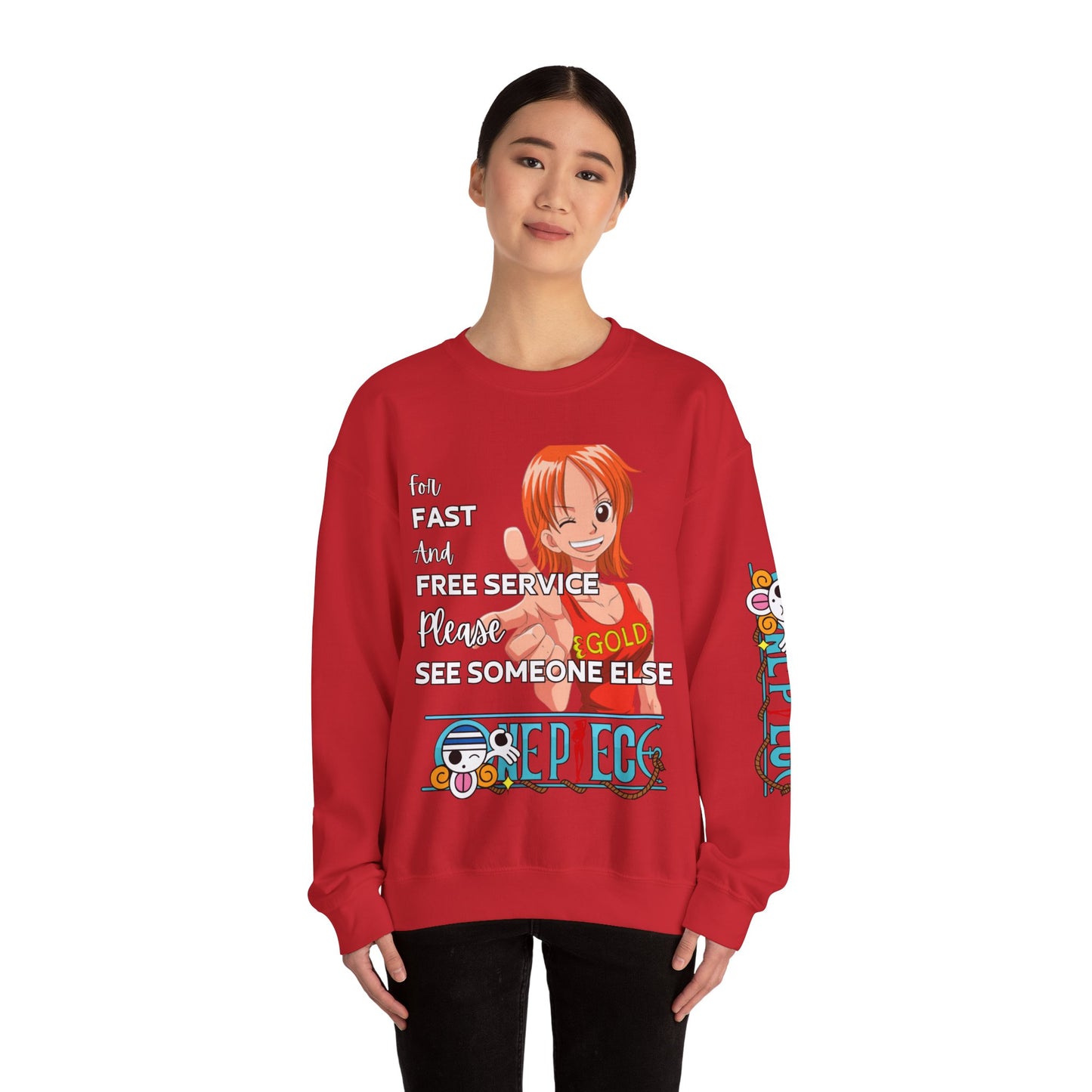One Piece - Fast and Free Service Unisex Heavy Blend™ Crewneck Sweatshirt