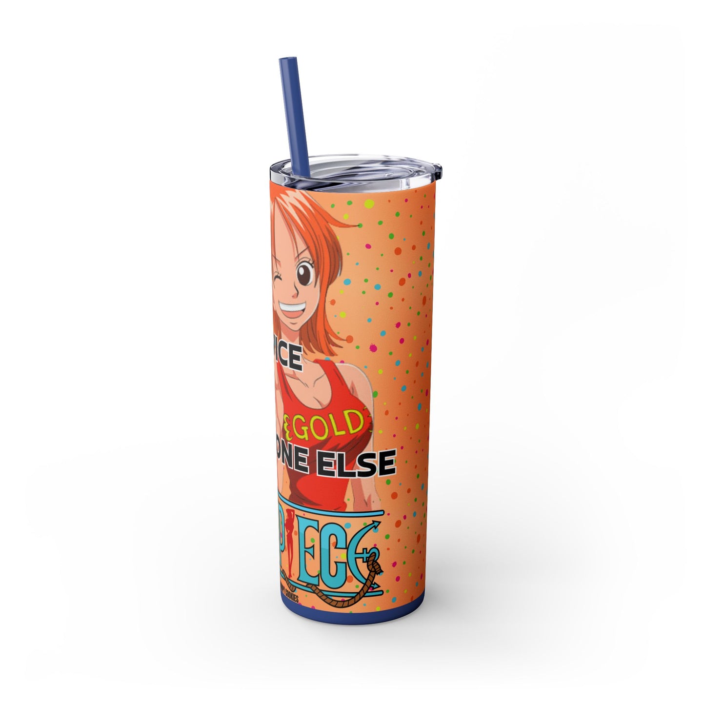 One Piece - Fast and Free Service Skinny Tumbler with Straw, 20oz