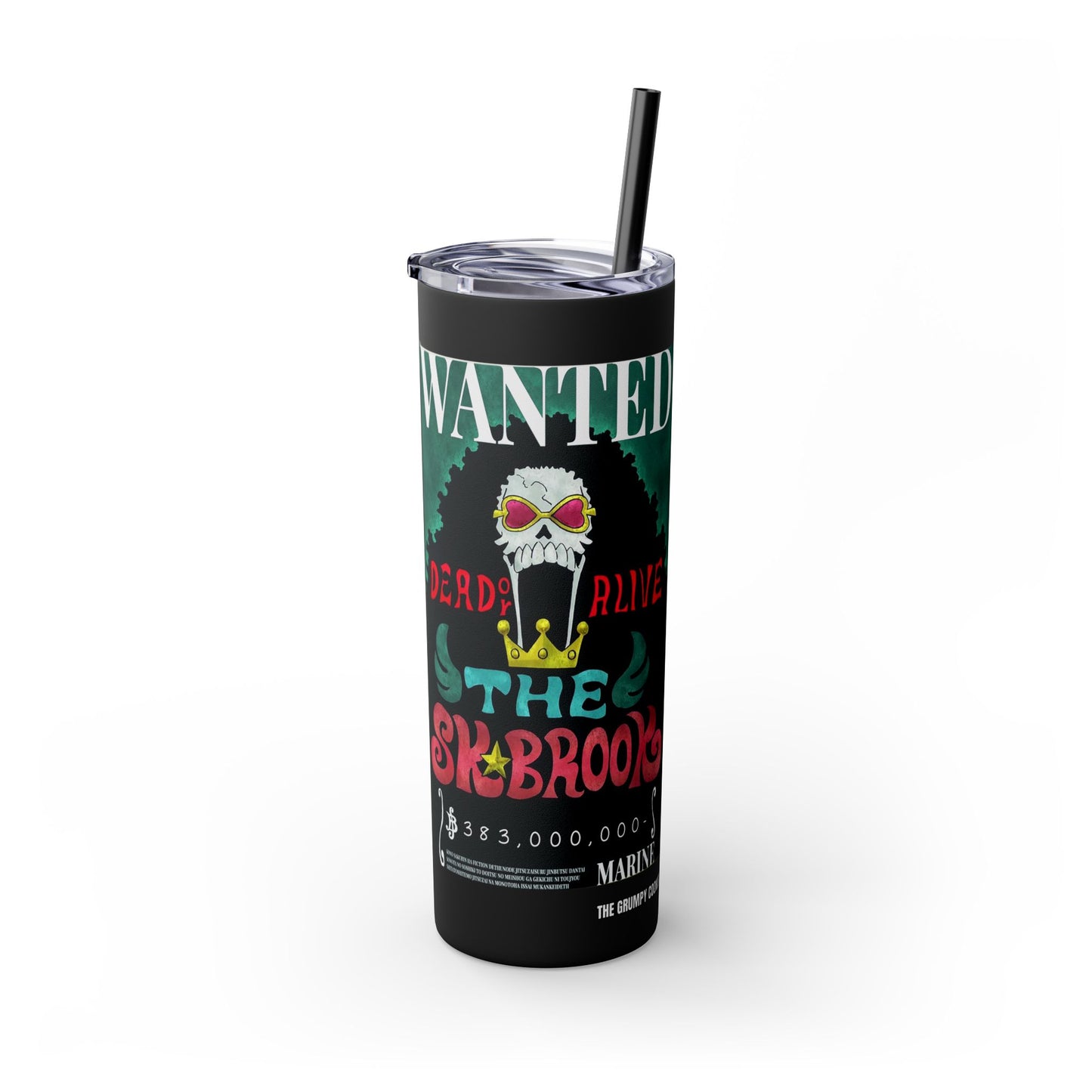 One Piece - Brook Wanted Poster Tumbler with Straw, 20oz