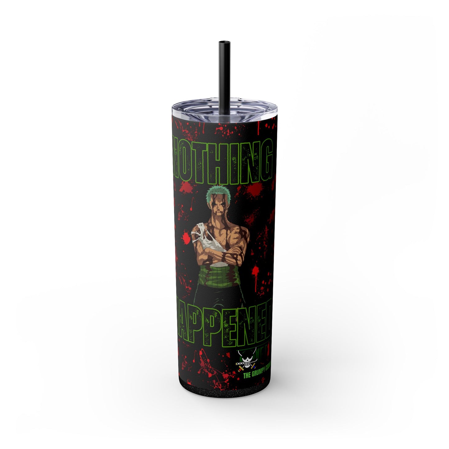 One Piece - Zoro Nothing Happened Skinny Tumbler with Straw, 20oz
