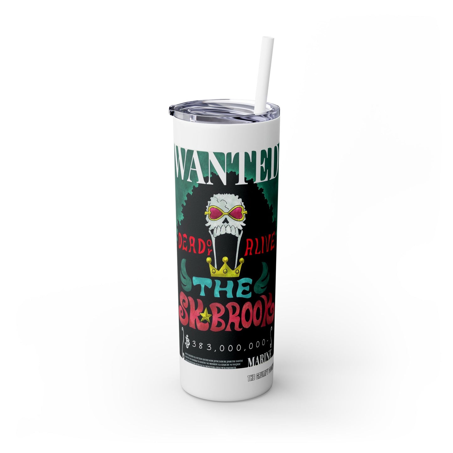One Piece - Brook Wanted Poster Tumbler with Straw, 20oz