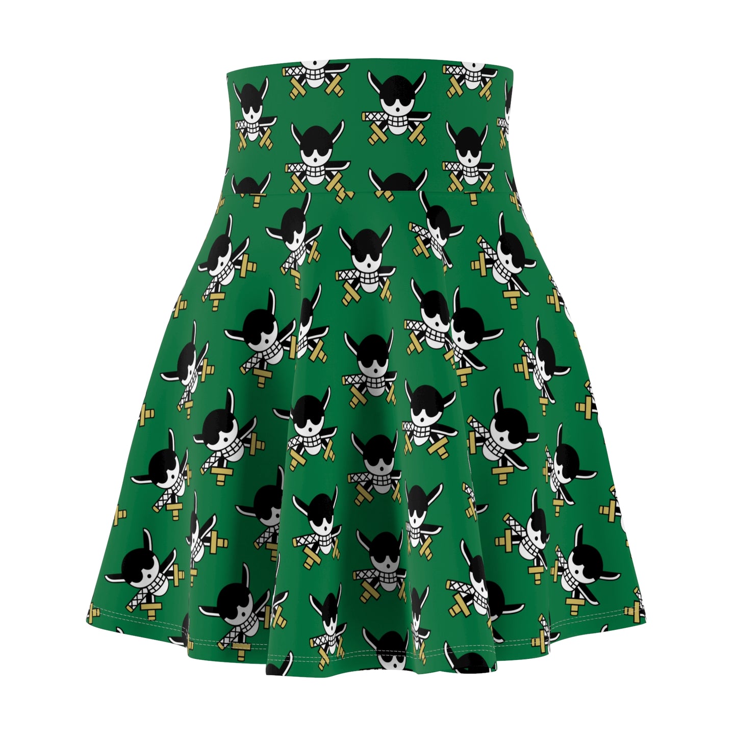 One Piece - Zoro's Jolly Roger Women's Skater Black Skirt