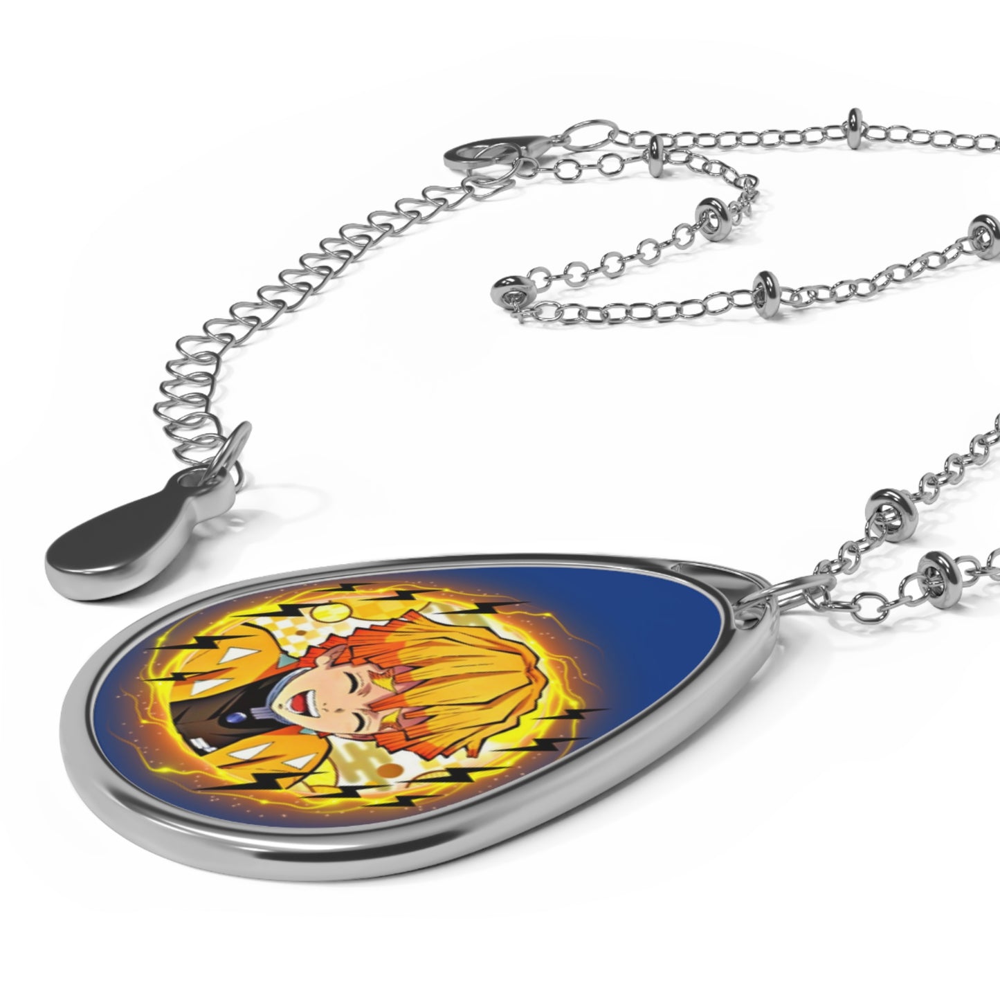 Demon Slayer - Zenitsu Smiles Badge Oval Necklace