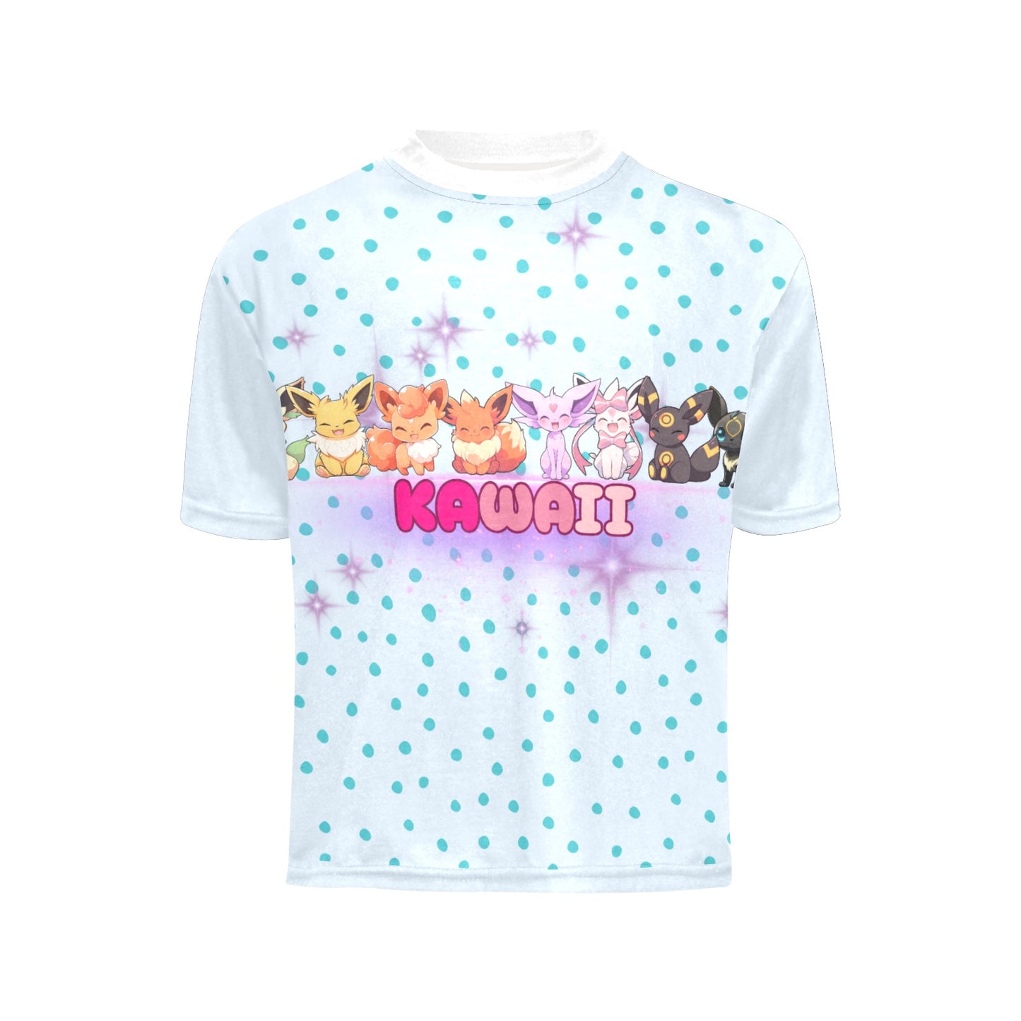 Pokemon - Kawaii Eevee Big Girl's All Over Print Crew Neck T-Shirt
