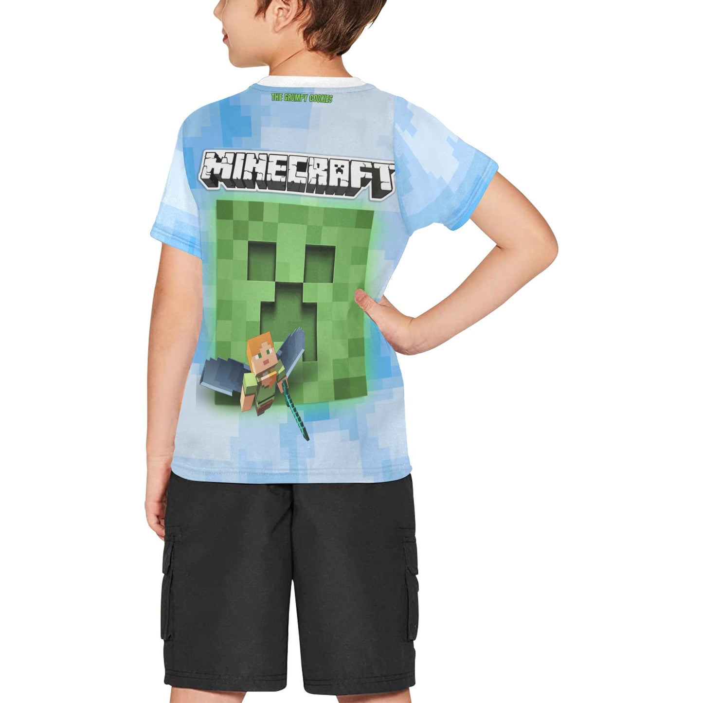 Minecraft - Minecraft Gives Me Wings Big Boy's All Over Print Crew Neck T-Shirt