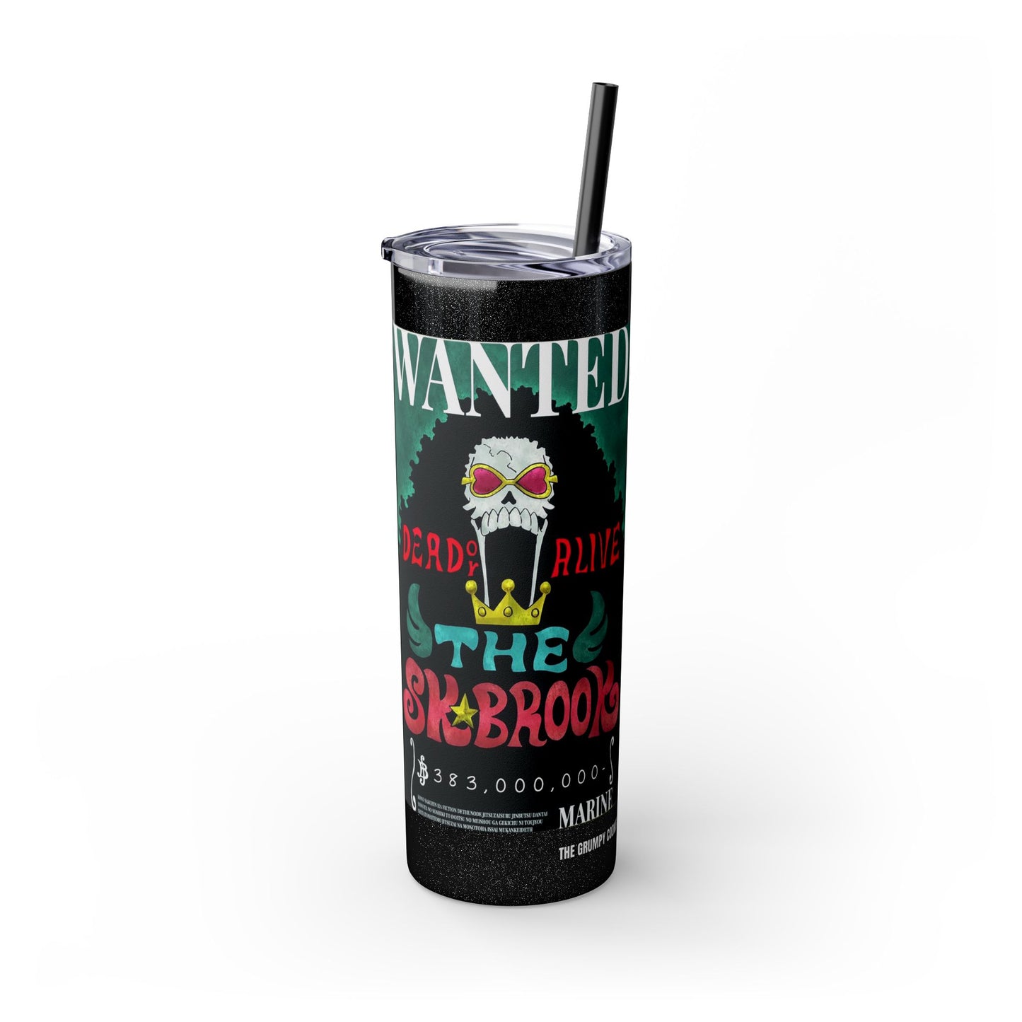 One Piece - Brook Wanted Poster Tumbler with Straw, 20oz