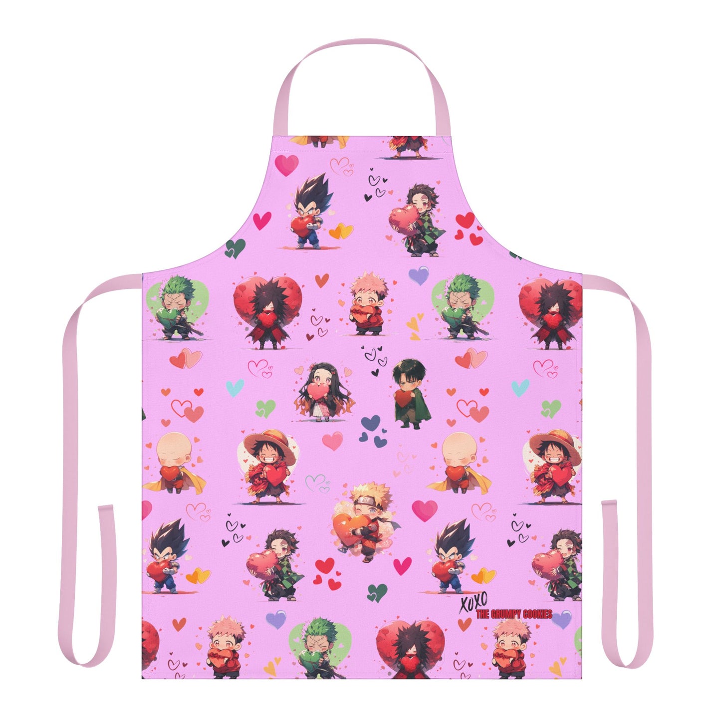 Chibi Anime Friends - Lotsa Love Pink Graphic Kitchen Apron