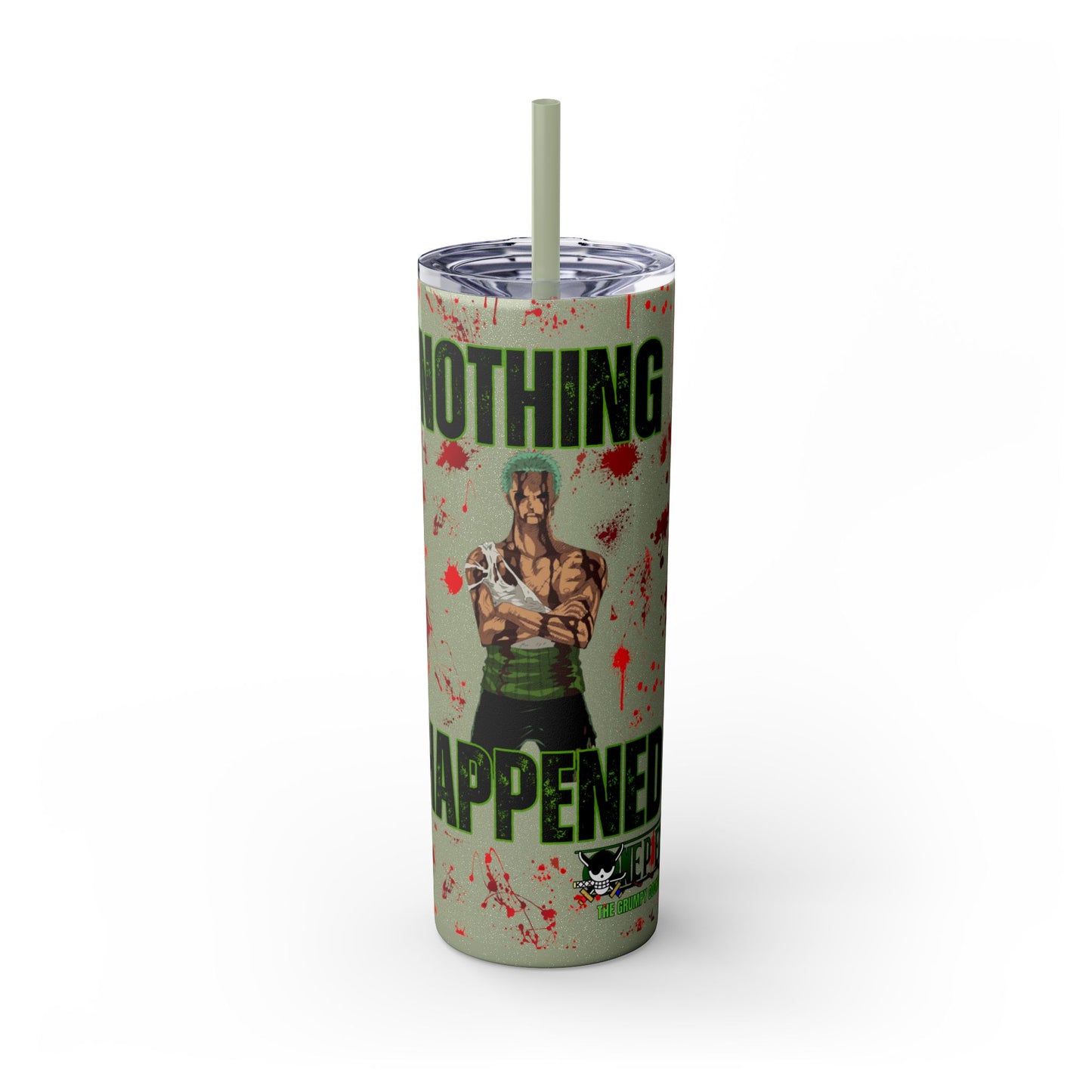 One Piece - Zoro Nothing Happened Skinny Tumbler with Straw, 20oz