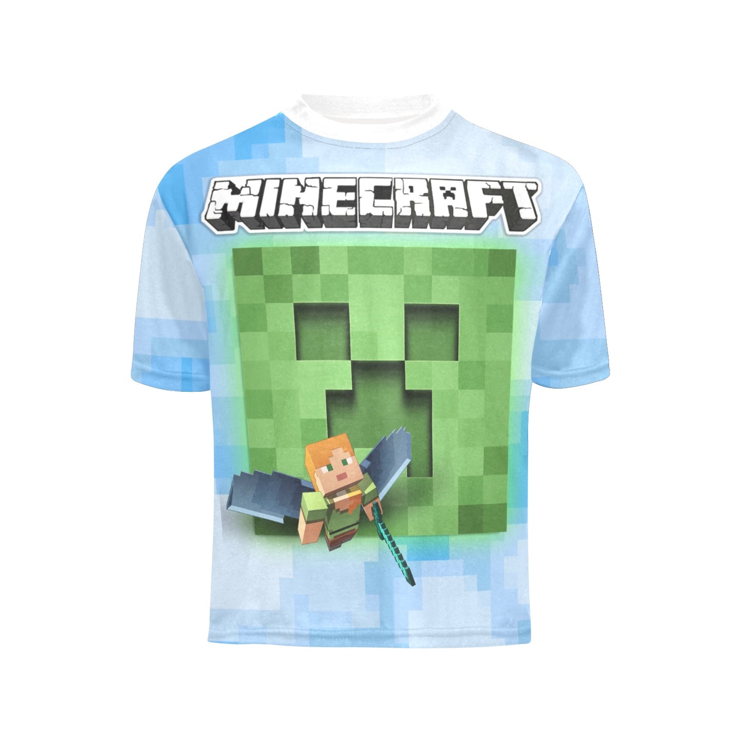 Minecraft - Minecraft Gives Me Wings Big Boy's All Over Print Crew Neck T-Shirt