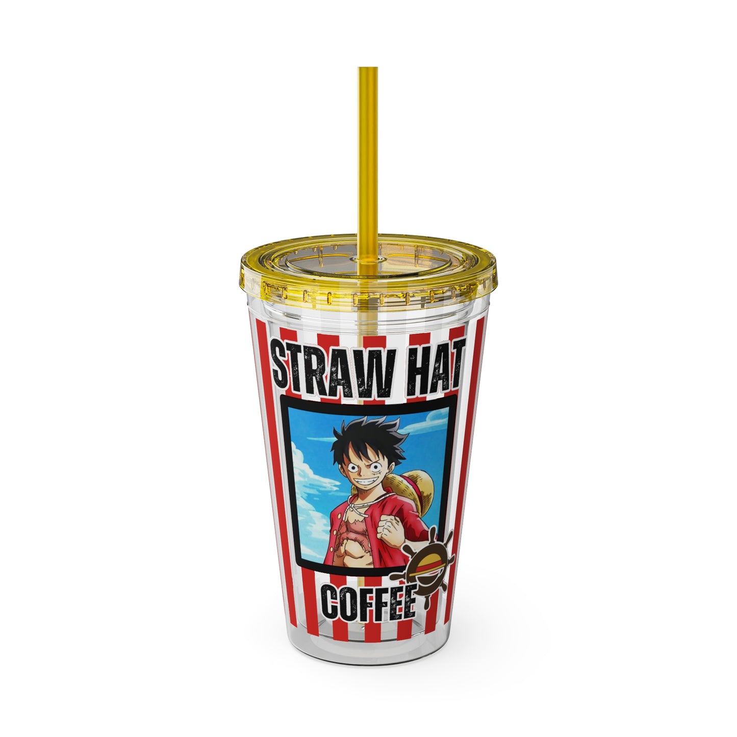 Straw Hat Coffee - Captain Luffy Sunsplash Tumbler with Straw, 16oz