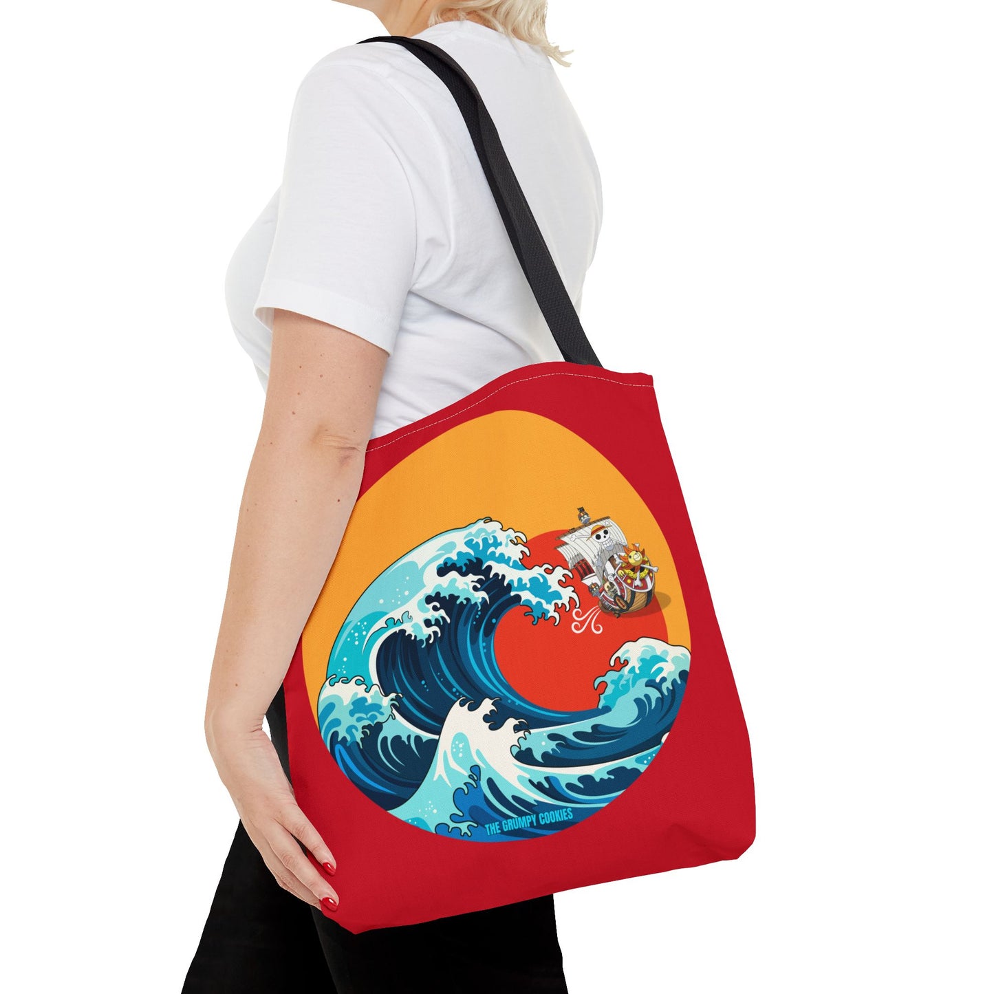 One Piece - Riding the Wave Dark Red Tote Bag