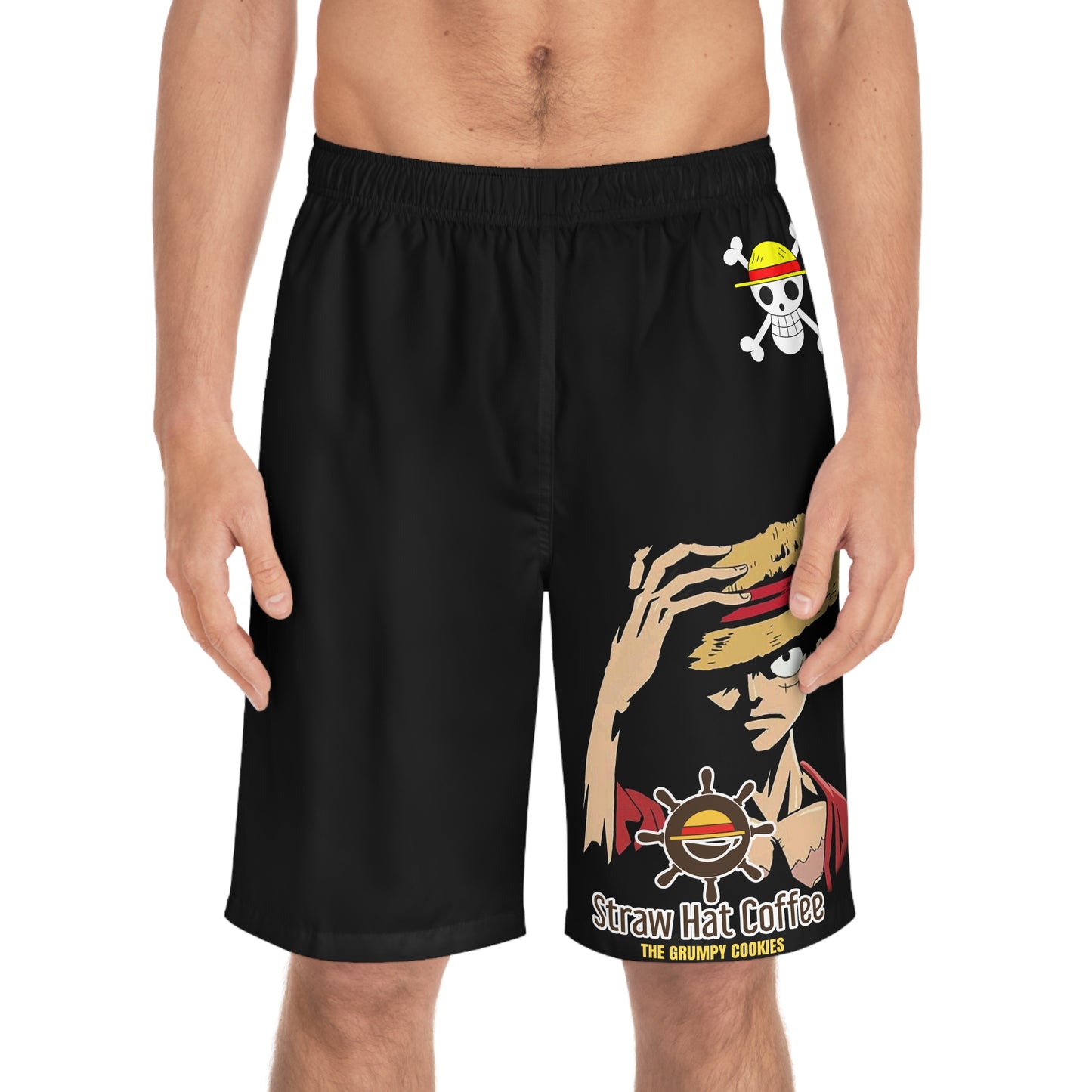 Straw Hat Coffee - Luffy Means Business Men's Black Board Shorts