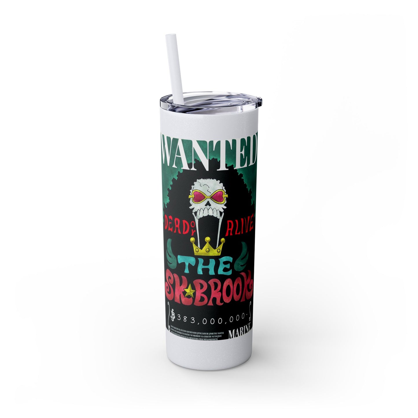 One Piece - Brook Wanted Poster Tumbler with Straw, 20oz