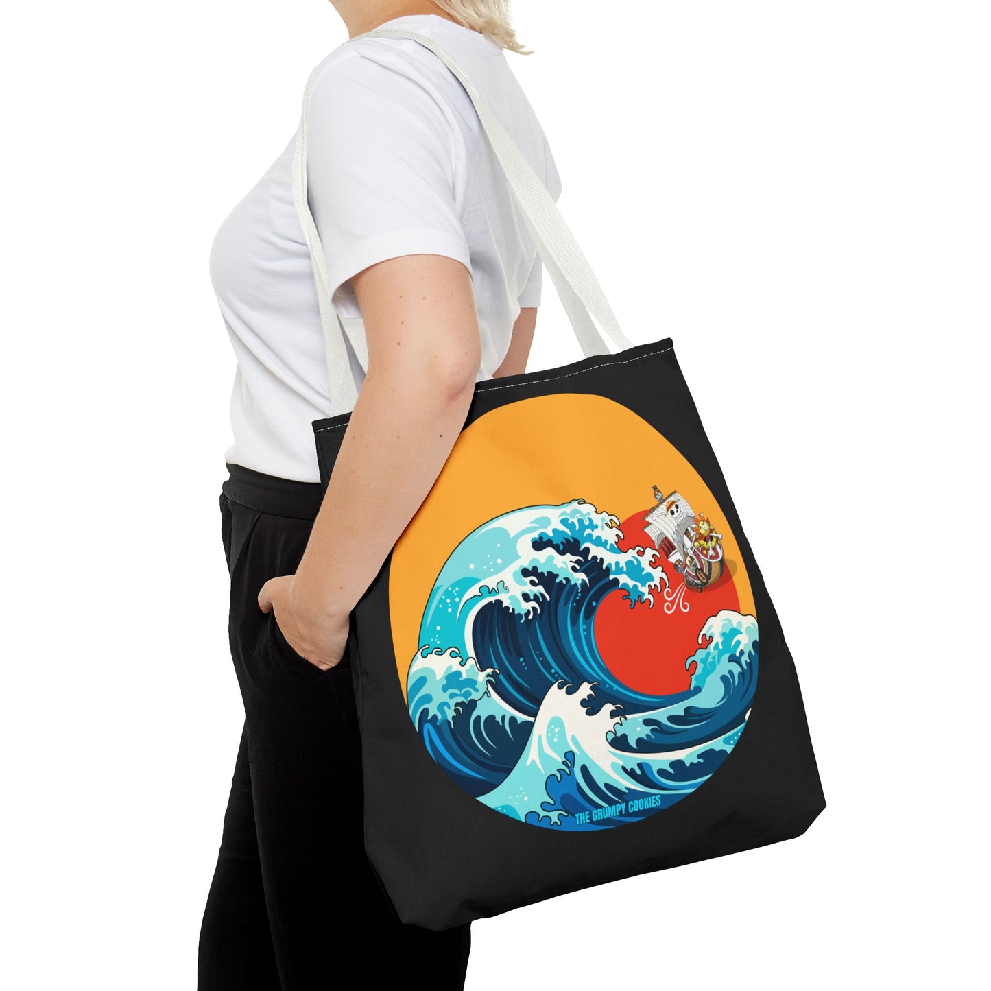 One Piece - Riding the Wave Black Tote Bag