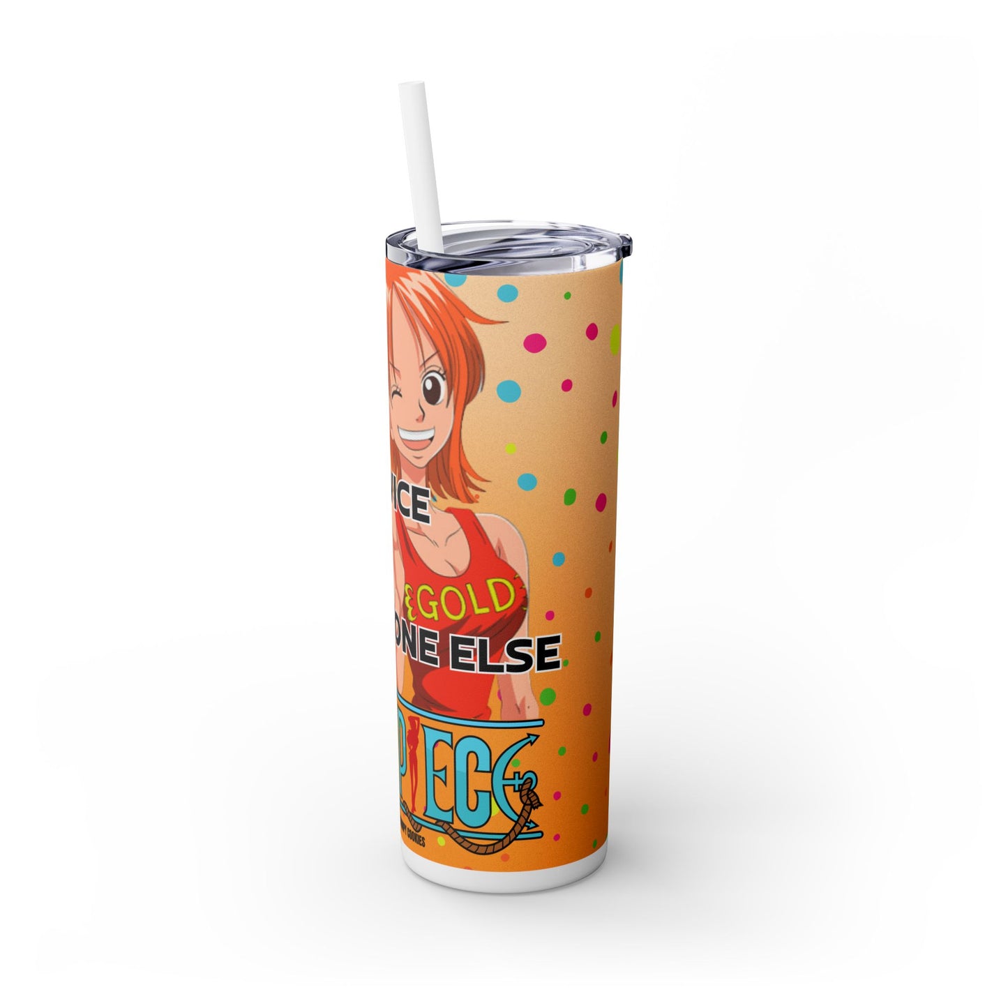 One Piece - Fast and Free Service Skinny Tumbler with Straw, 20oz