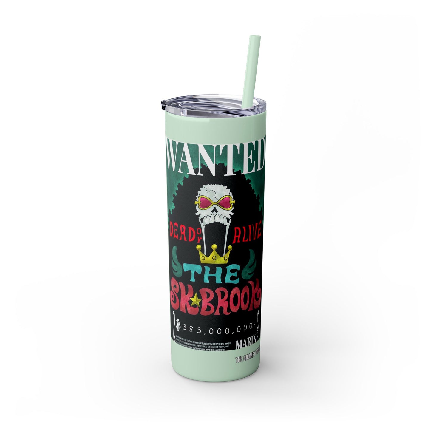 One Piece - Brook Wanted Poster Tumbler with Straw, 20oz